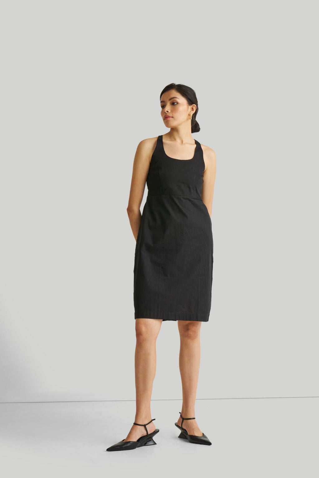 Fitted Knee Length Dress in Black - Addy Avenue