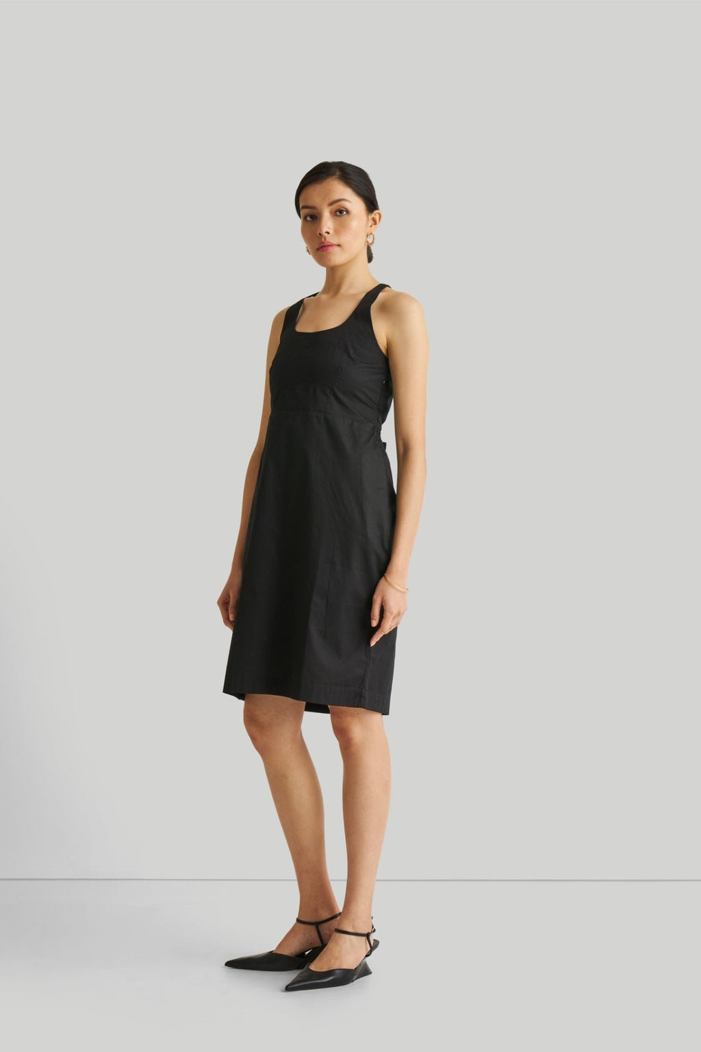 Fitted Knee Length Dress in Black - Addy Avenue