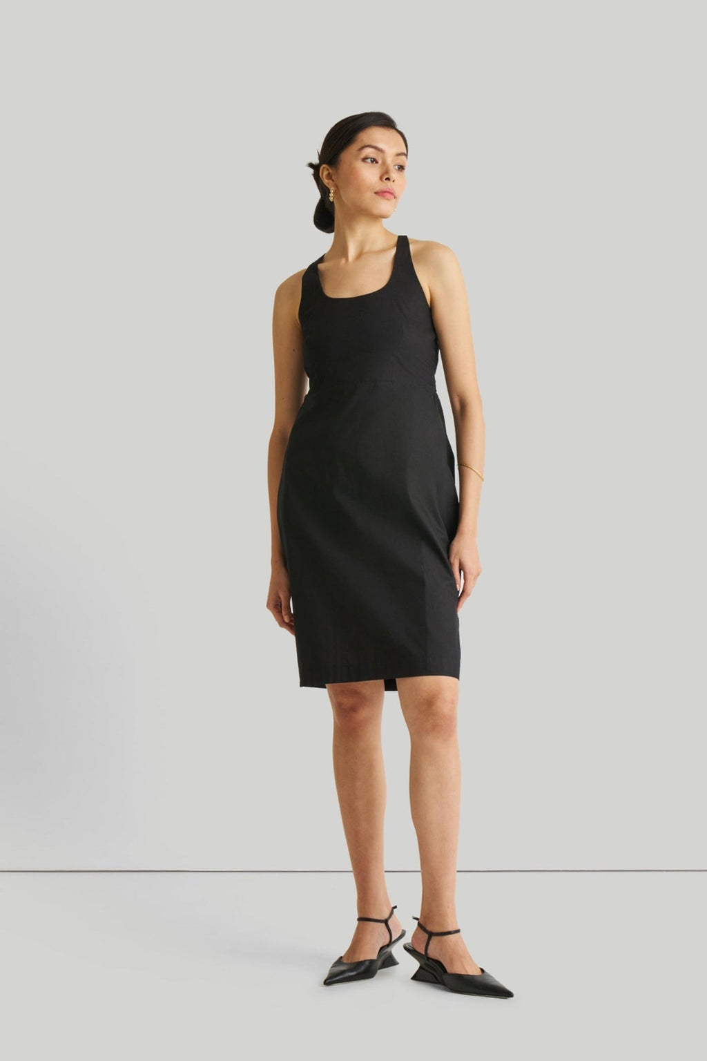 Fitted Knee Length Dress in Black - Addy Avenue