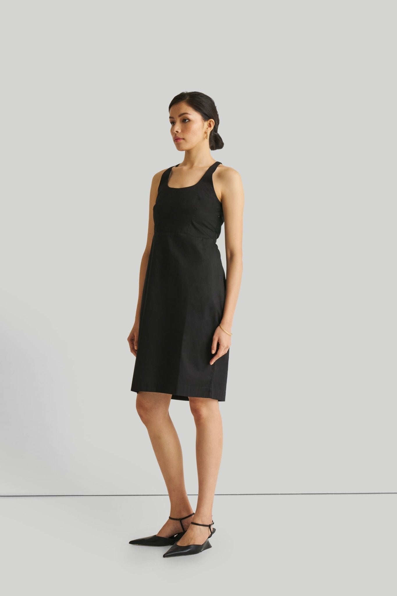 Fitted Knee Length Dress in Black - Addy Avenue