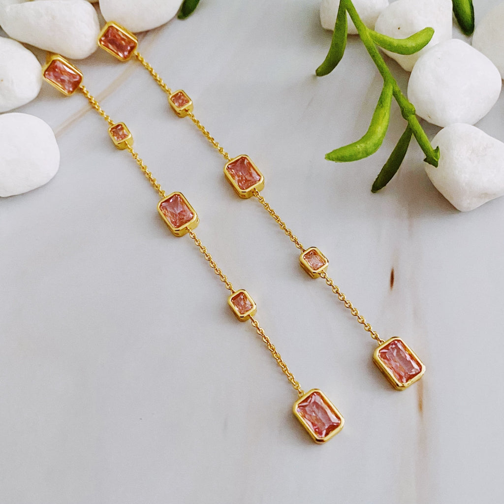 Five Stones Dangle Drop Earrings - Addy Avenue