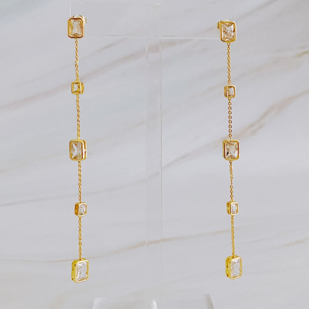 Five Stones Dangle Drop Earrings - Addy Avenue