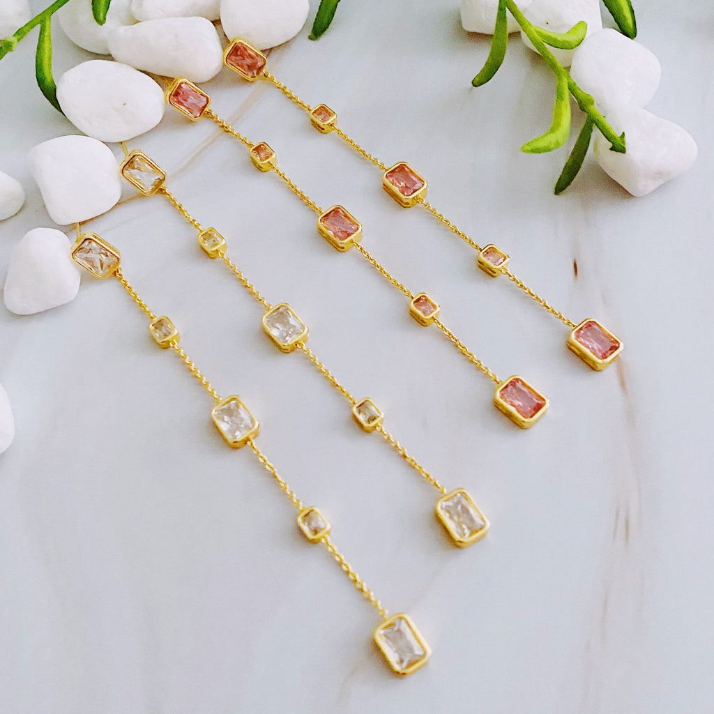 Five Stones Dangle Drop Earrings - Addy Avenue