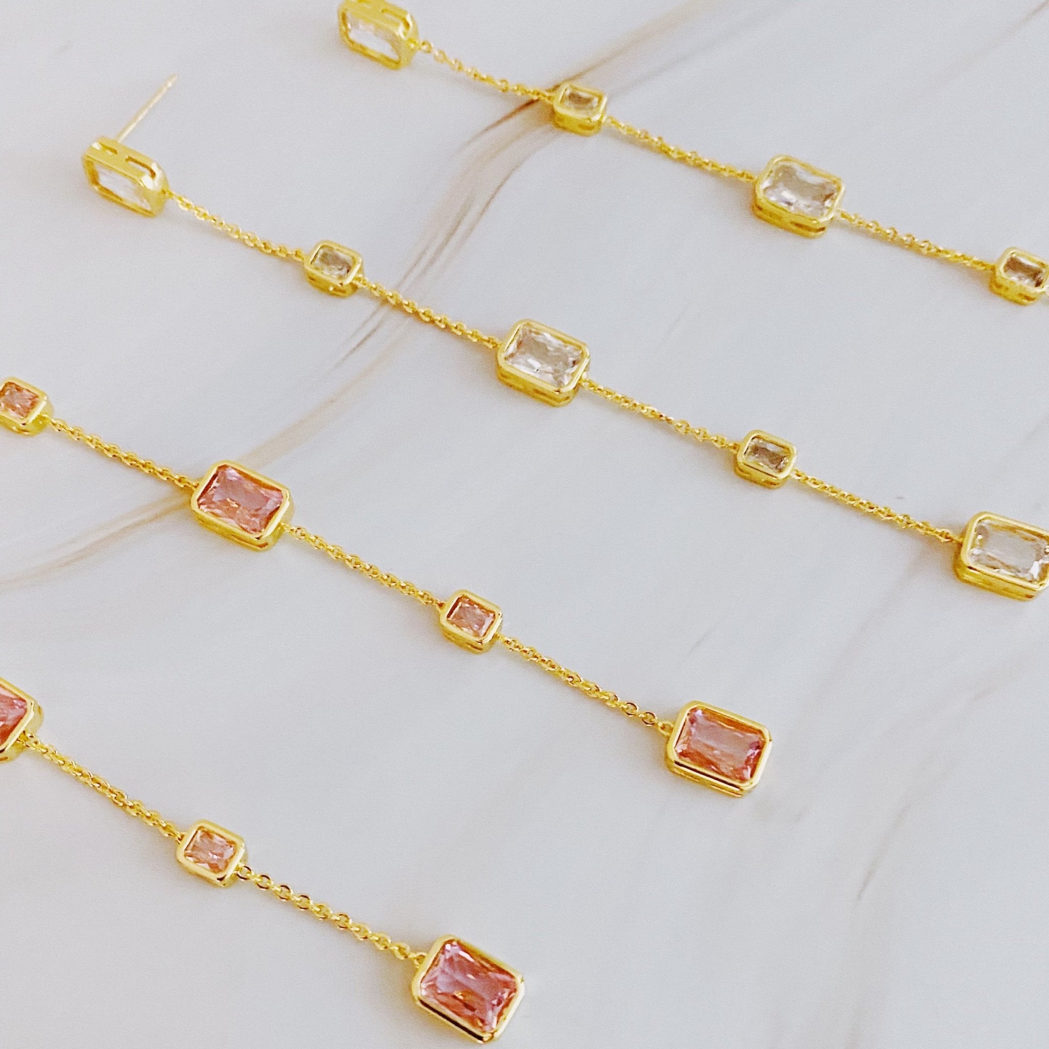 Five Stones Dangle Drop Earrings - Addy Avenue