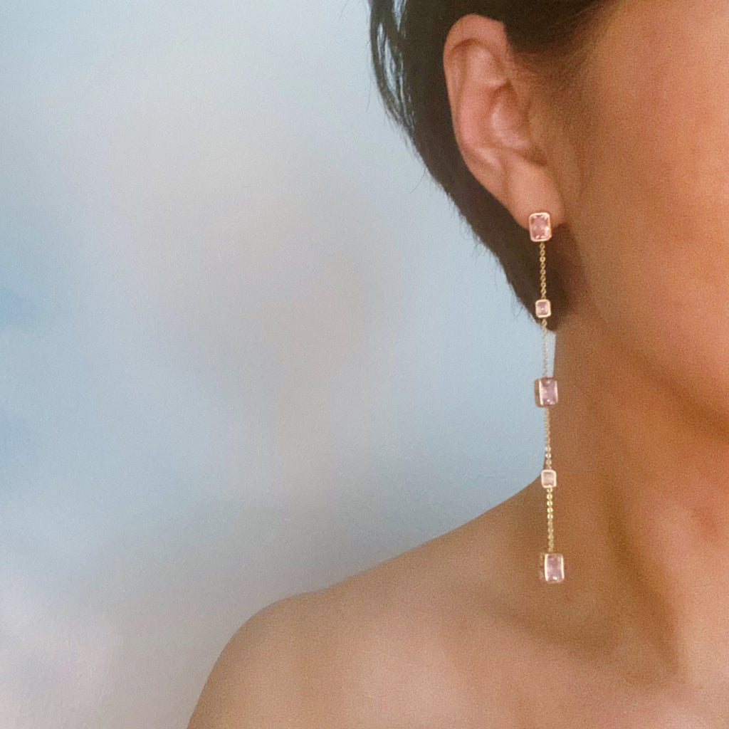 Five Stones Dangle Drop Earrings - Addy Avenue