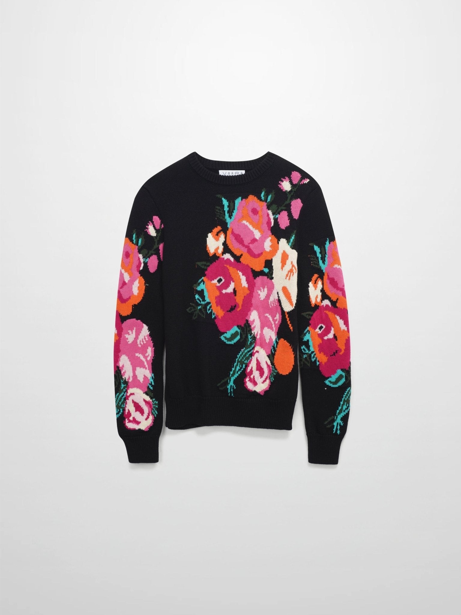 Floral Motif Sweater - Black - Addy Avenue