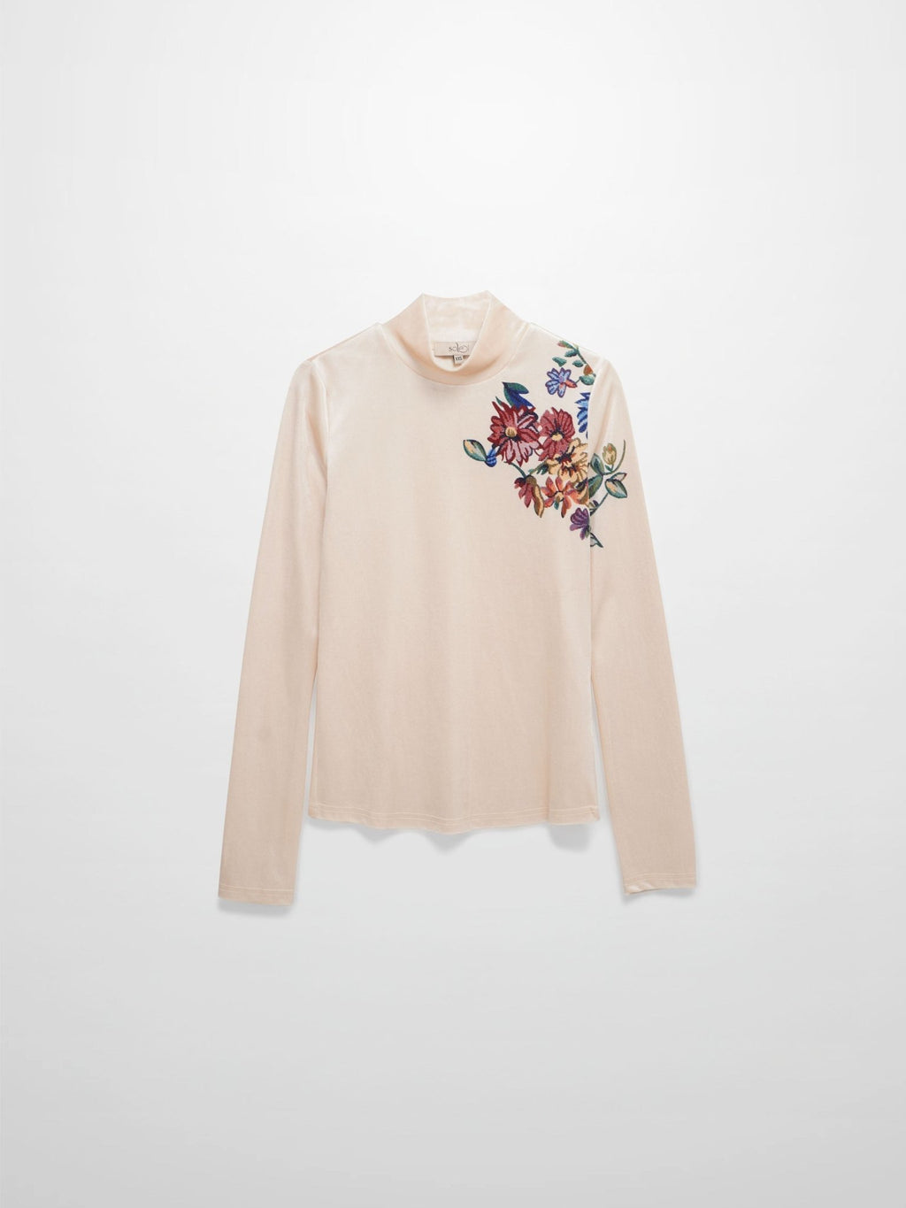 Flower Printed Velour Turtleneck - Cream - Addy Avenue
