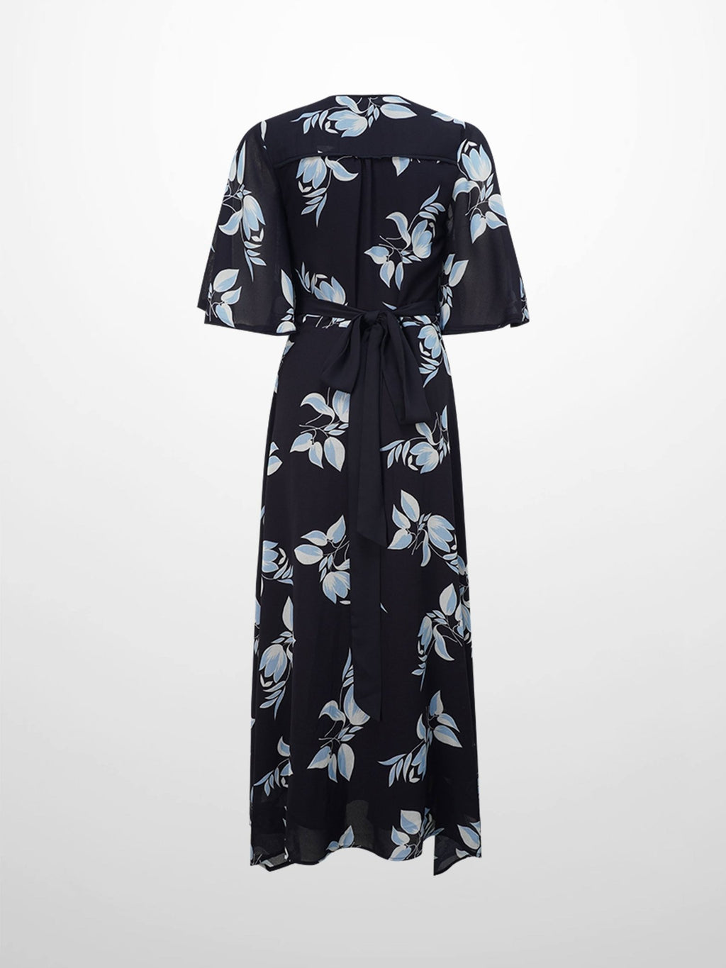 Flutter Sleeve Wrap Dress - Blue Flower - Addy Avenue