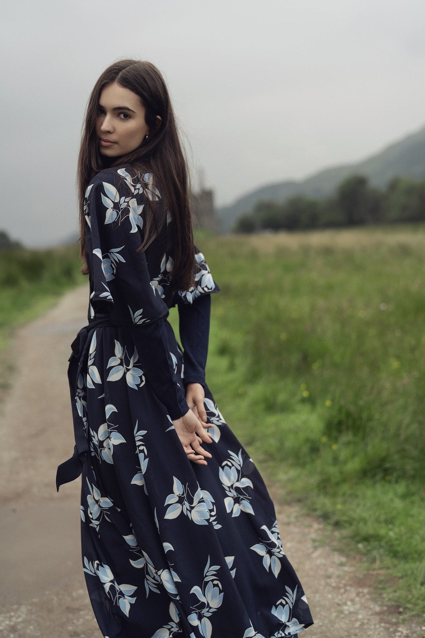 Flutter Sleeve Wrap Dress - Blue Flower - Addy Avenue
