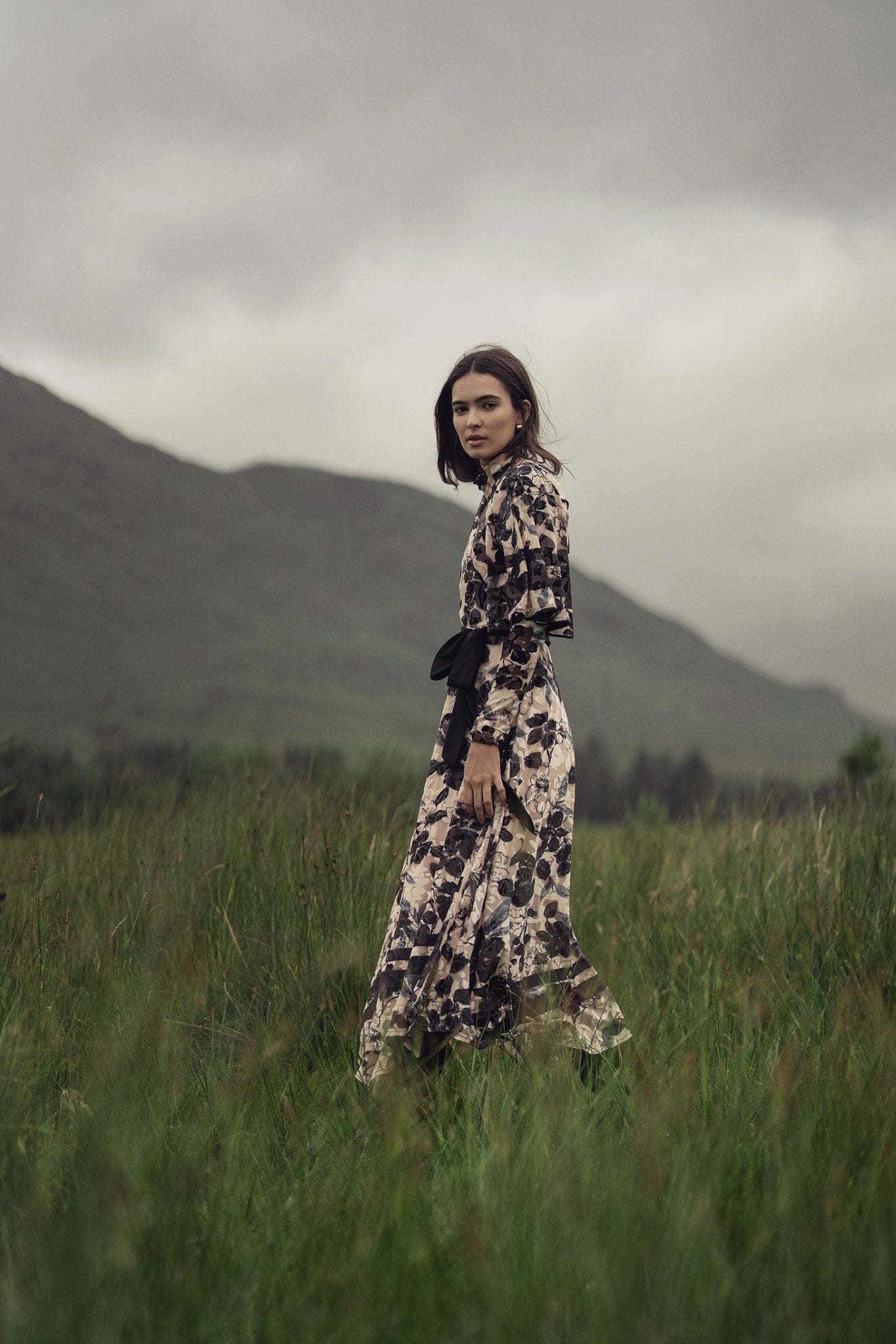 Flutter Sleeve Wrap Dress - Velvet Floral - Addy Avenue