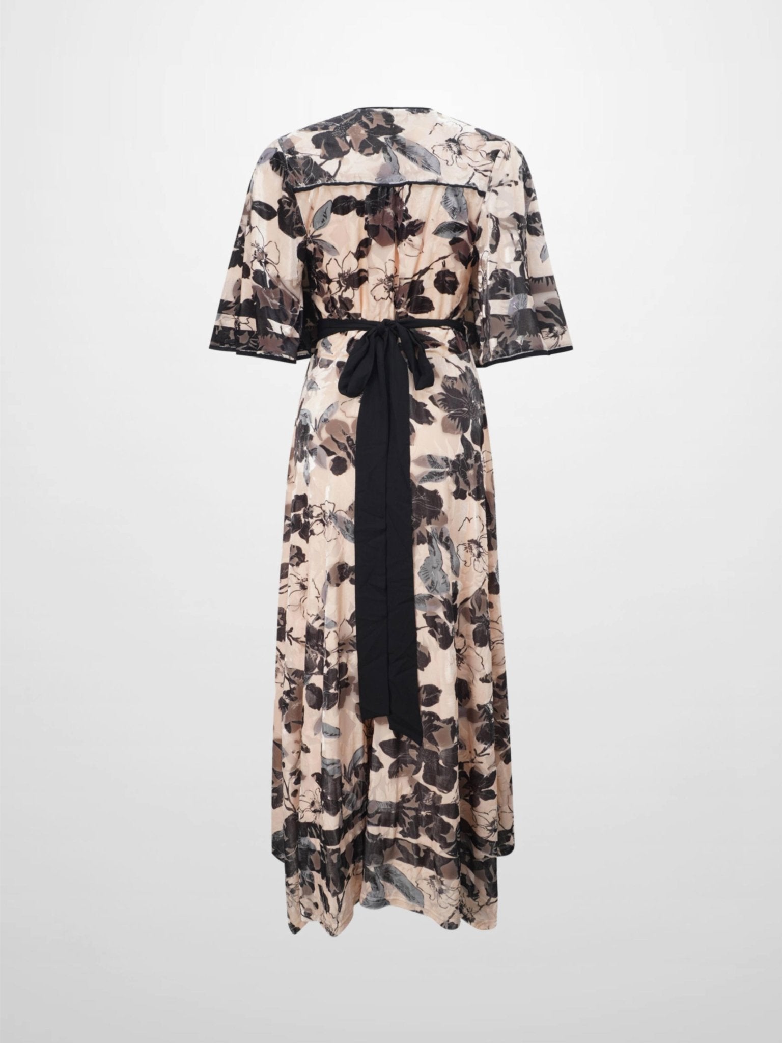 Flutter Sleeve Wrap Dress - Velvet Floral - Addy Avenue