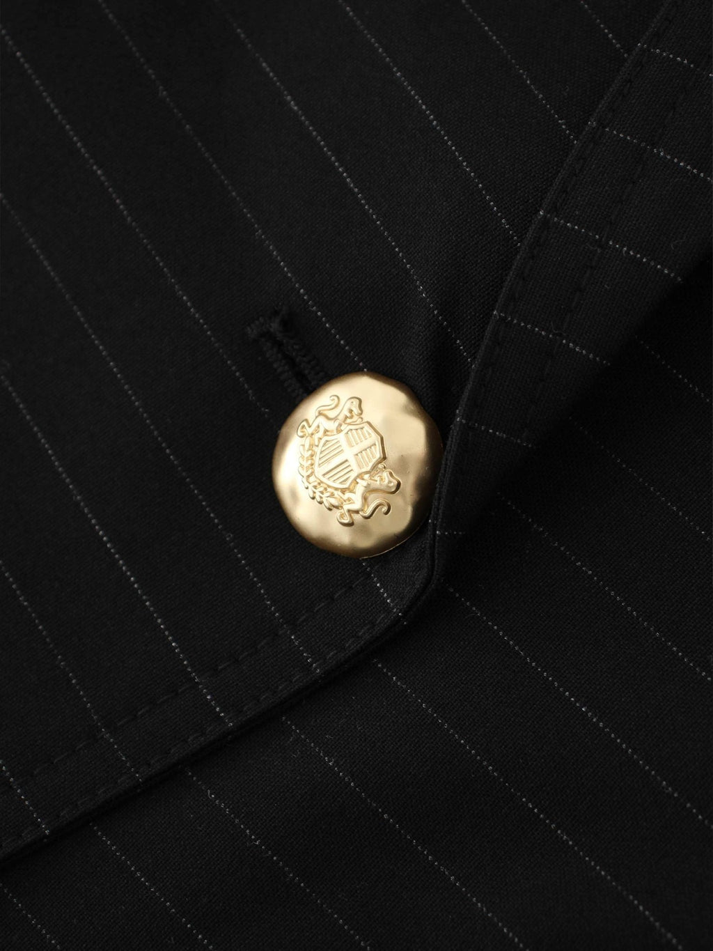 Gold Button Pinstripe Blazer - Black - Addy Avenue