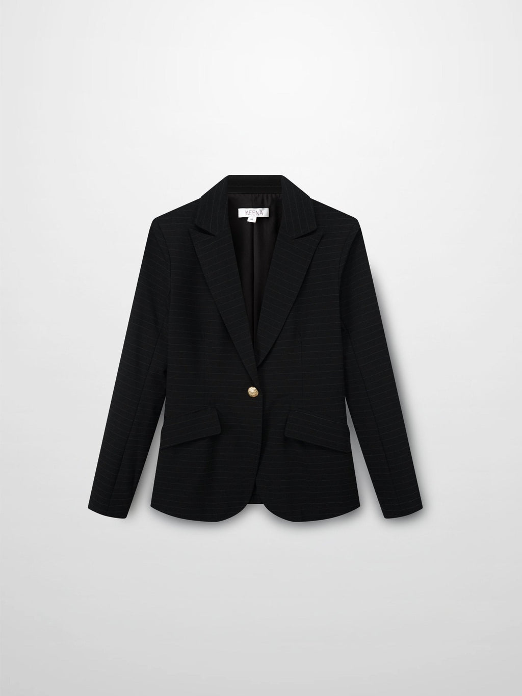 Gold Button Pinstripe Blazer - Black - Addy Avenue