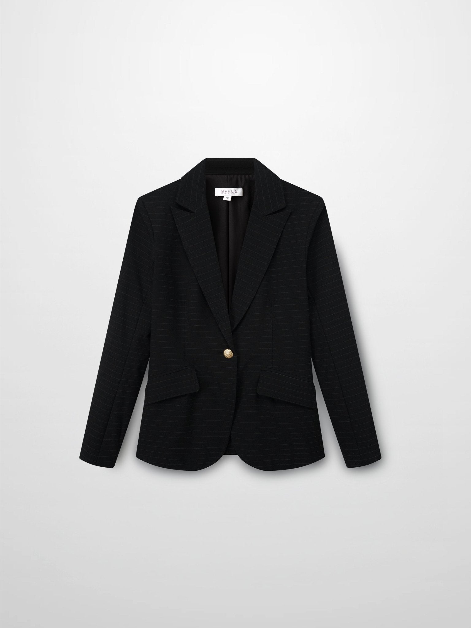 Gold Button Pinstripe Blazer - Black - Addy Avenue
