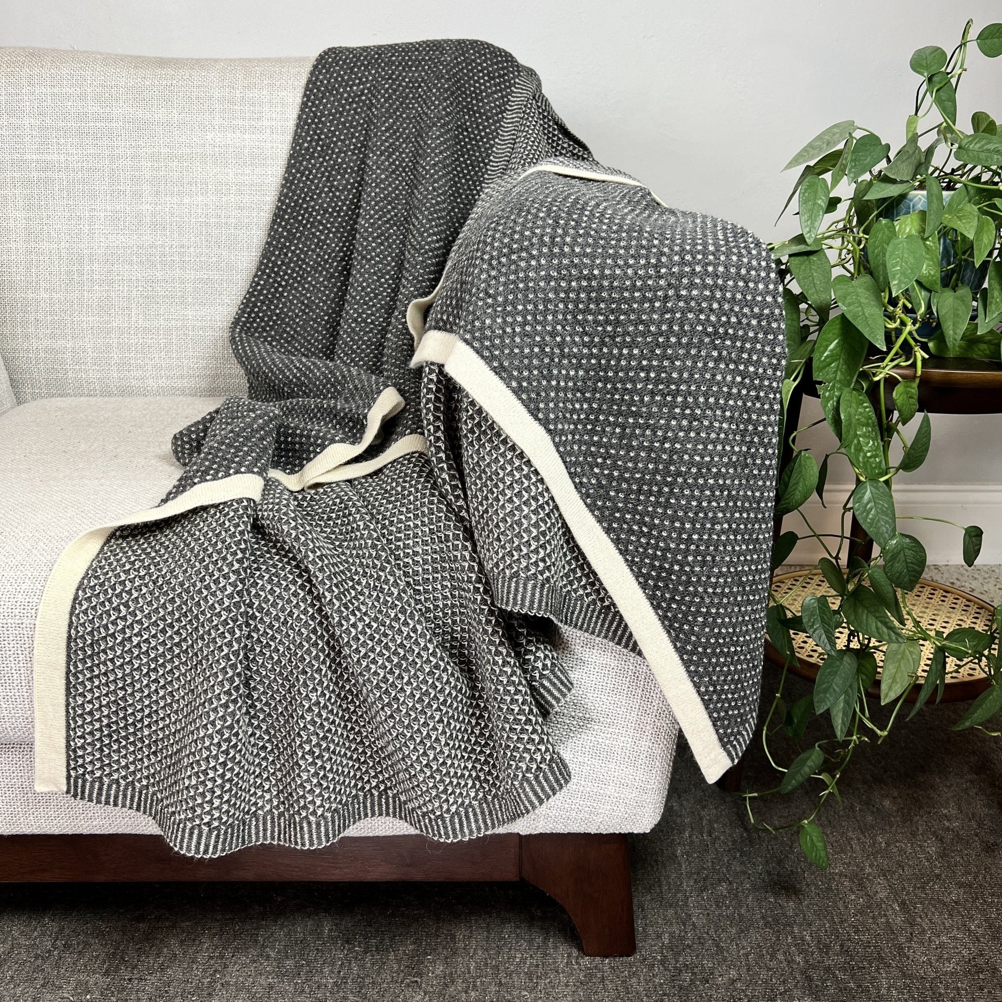 Graphite Dot Reversible Alpaca Throw - Addy Avenue