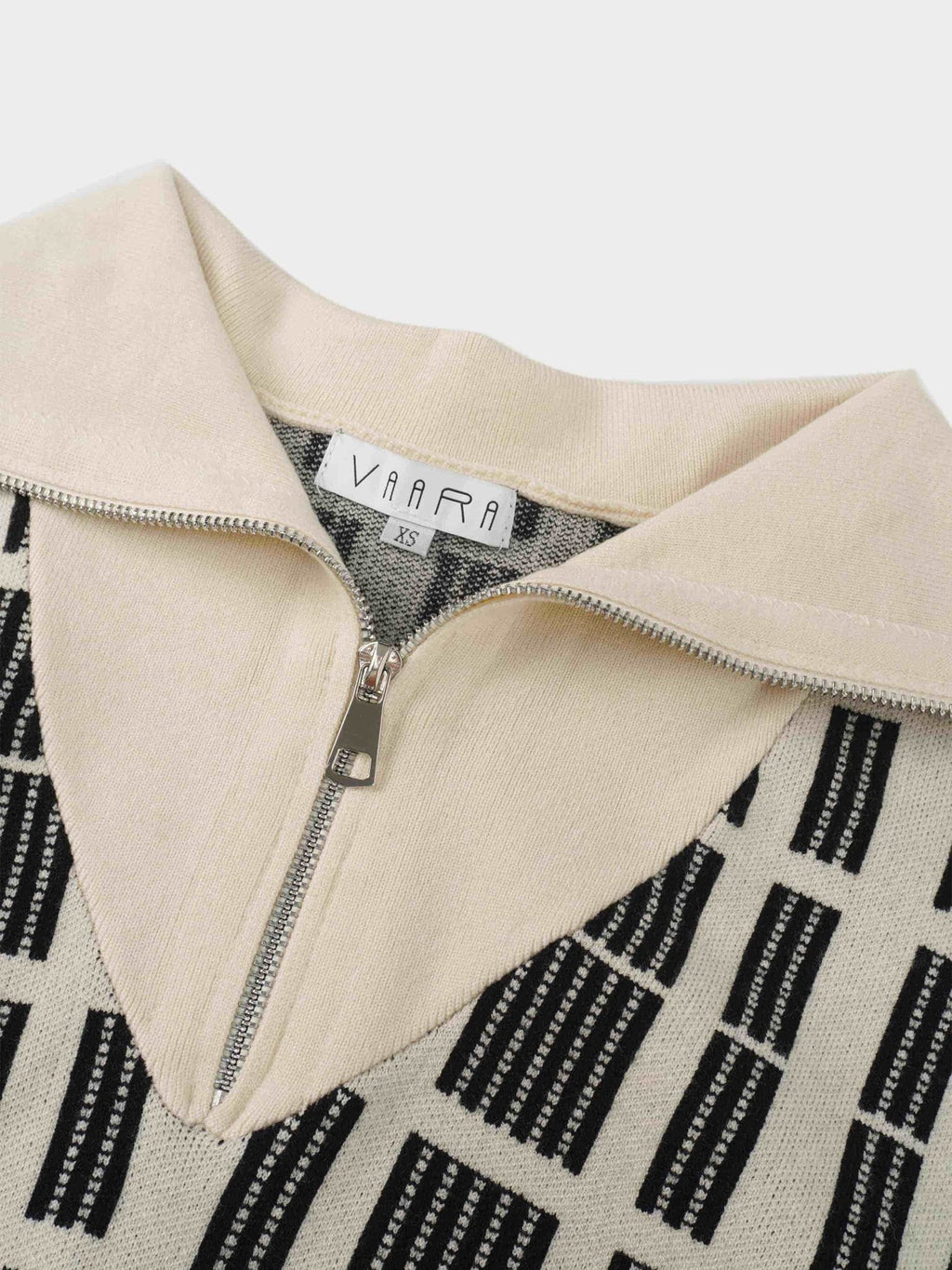 Half Zip Shawl Collar Sweater - Cream/Black - Addy Avenue