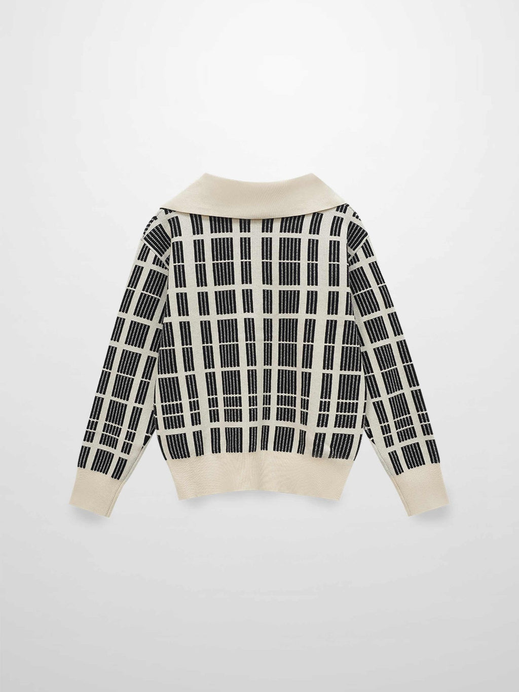 Half Zip Shawl Collar Sweater - Cream/Black - Addy Avenue