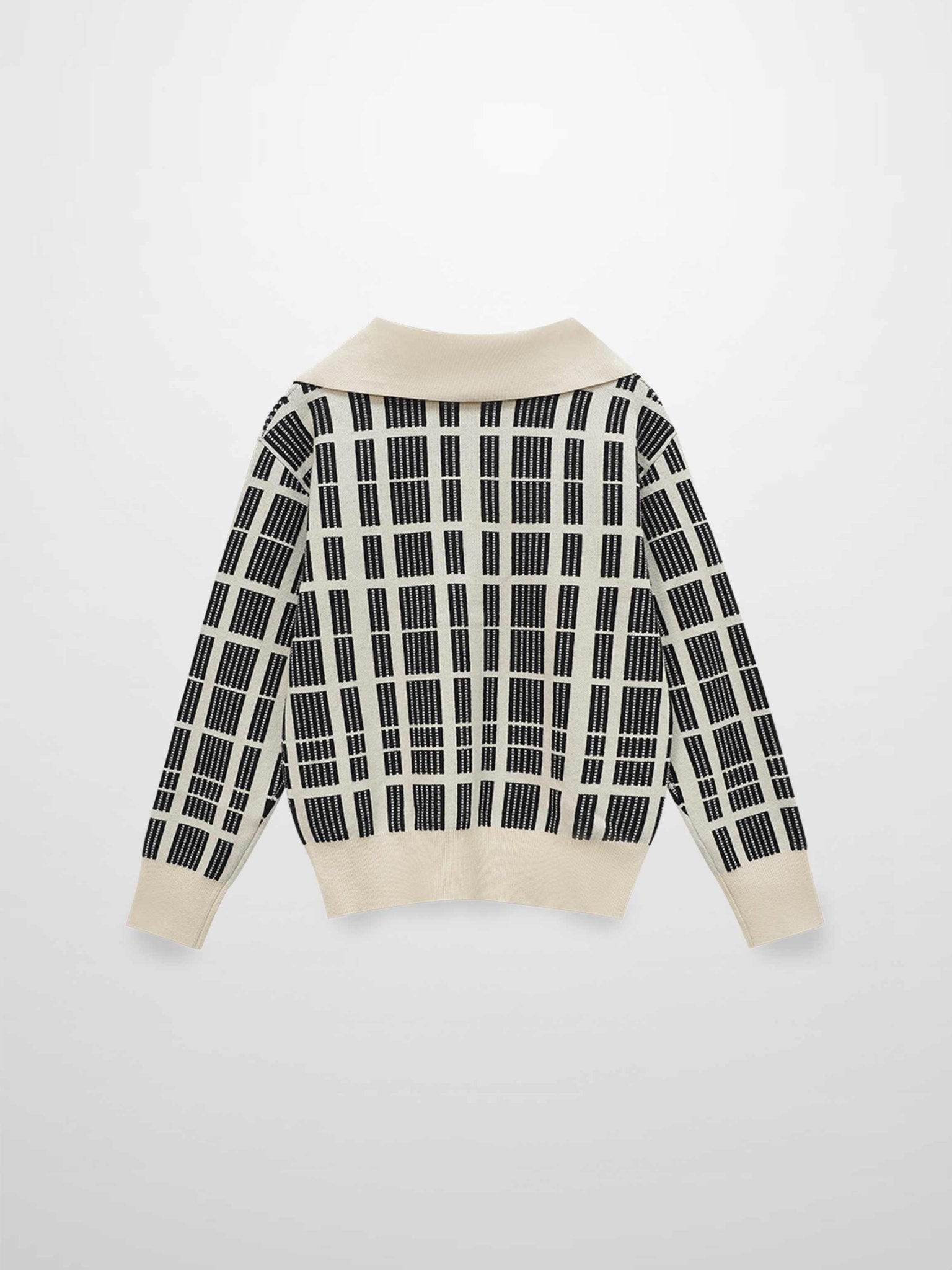 Half Zip Shawl Collar Sweater - Cream/Black - Addy Avenue