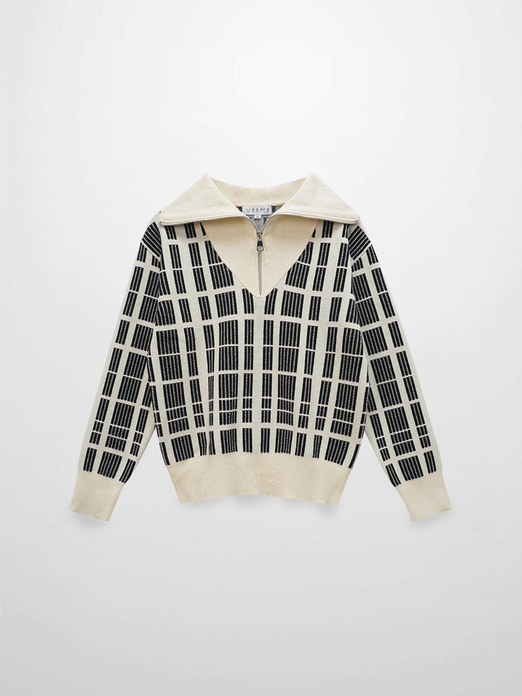 Half Zip Shawl Collar Sweater - Cream/Black - Addy Avenue