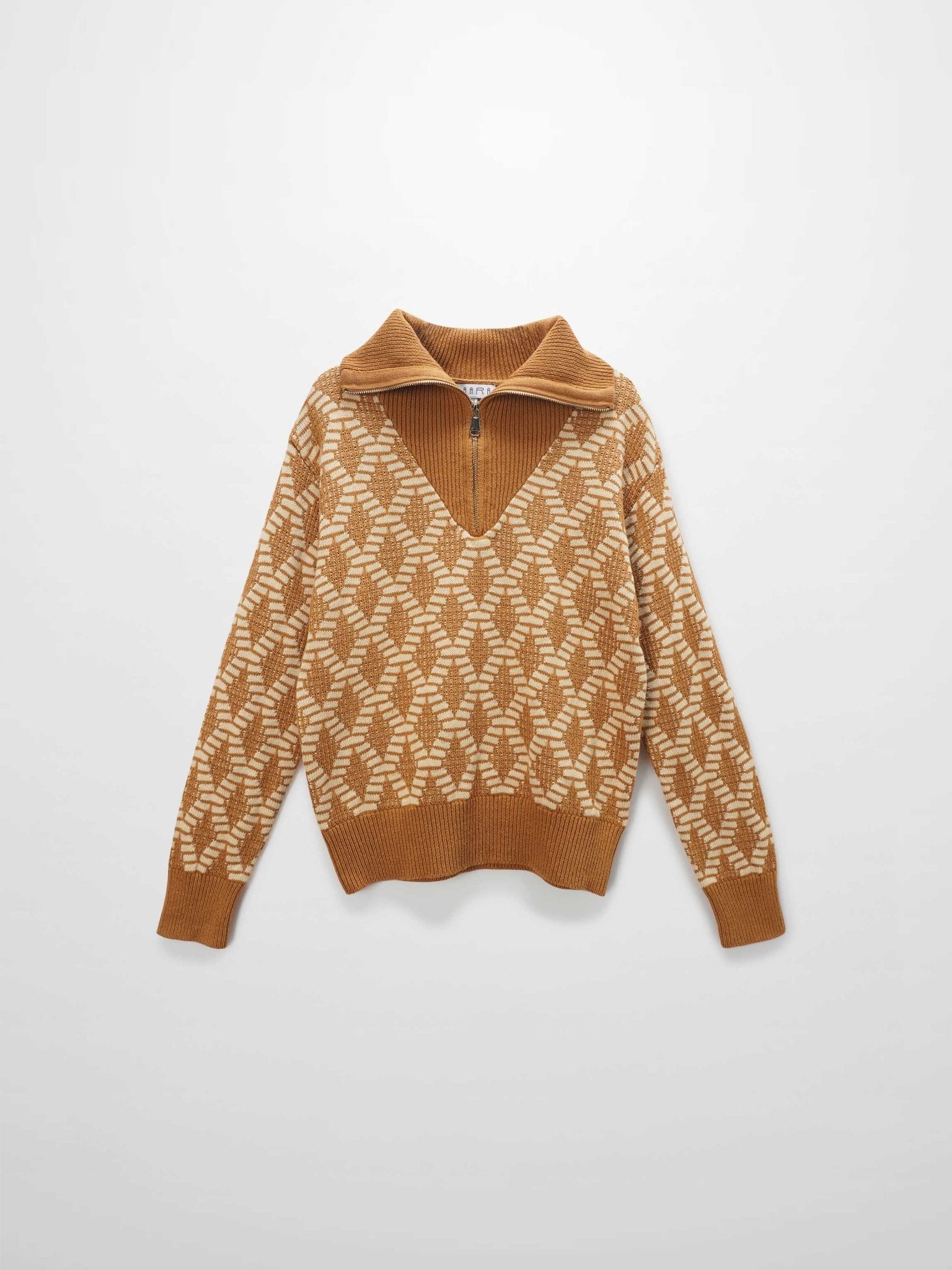 Half Zip Shawl Collar Sweater - Diamond Design - Addy Avenue