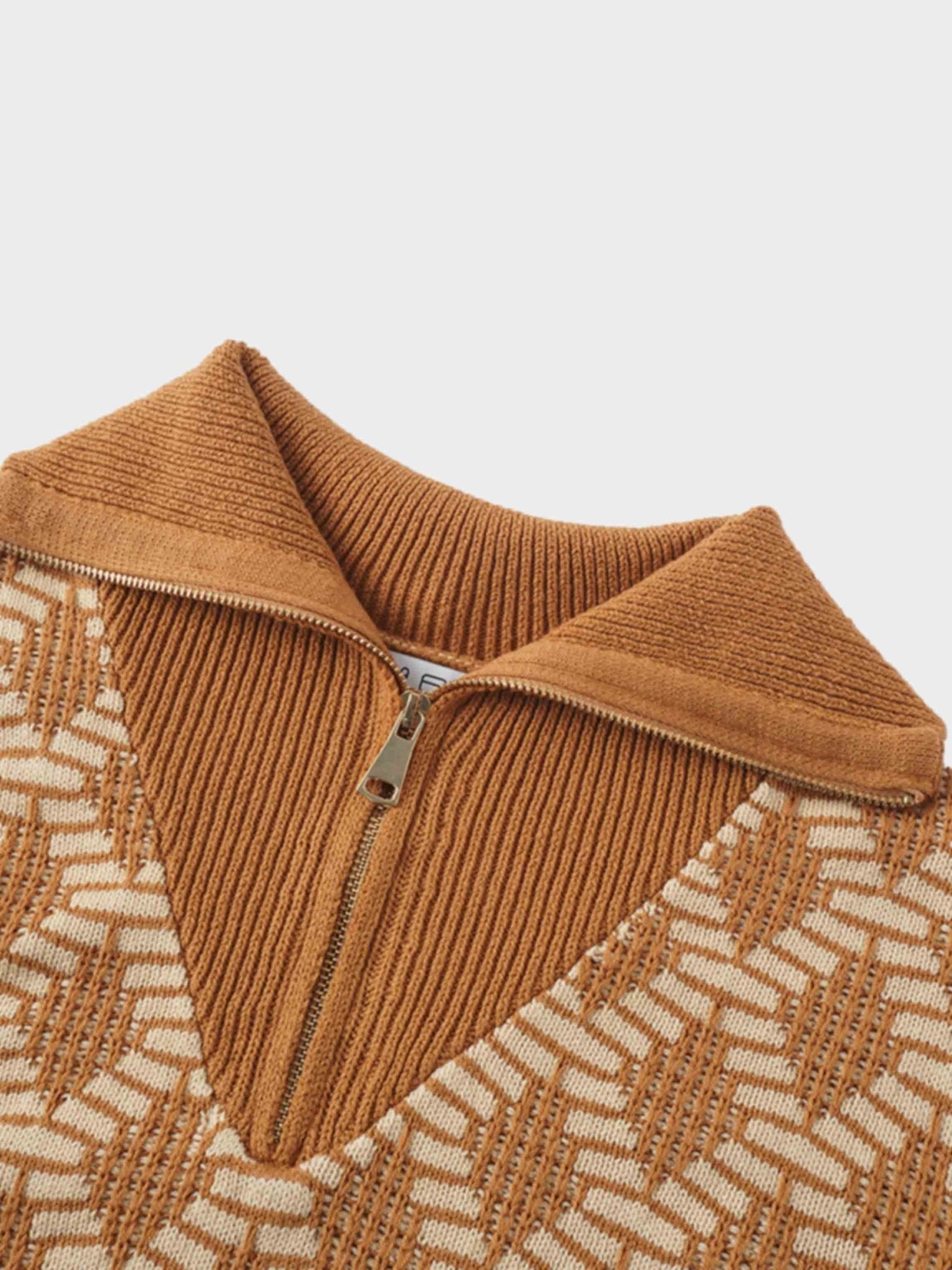 Half Zip Shawl Collar Sweater - Diamond Design - Addy Avenue