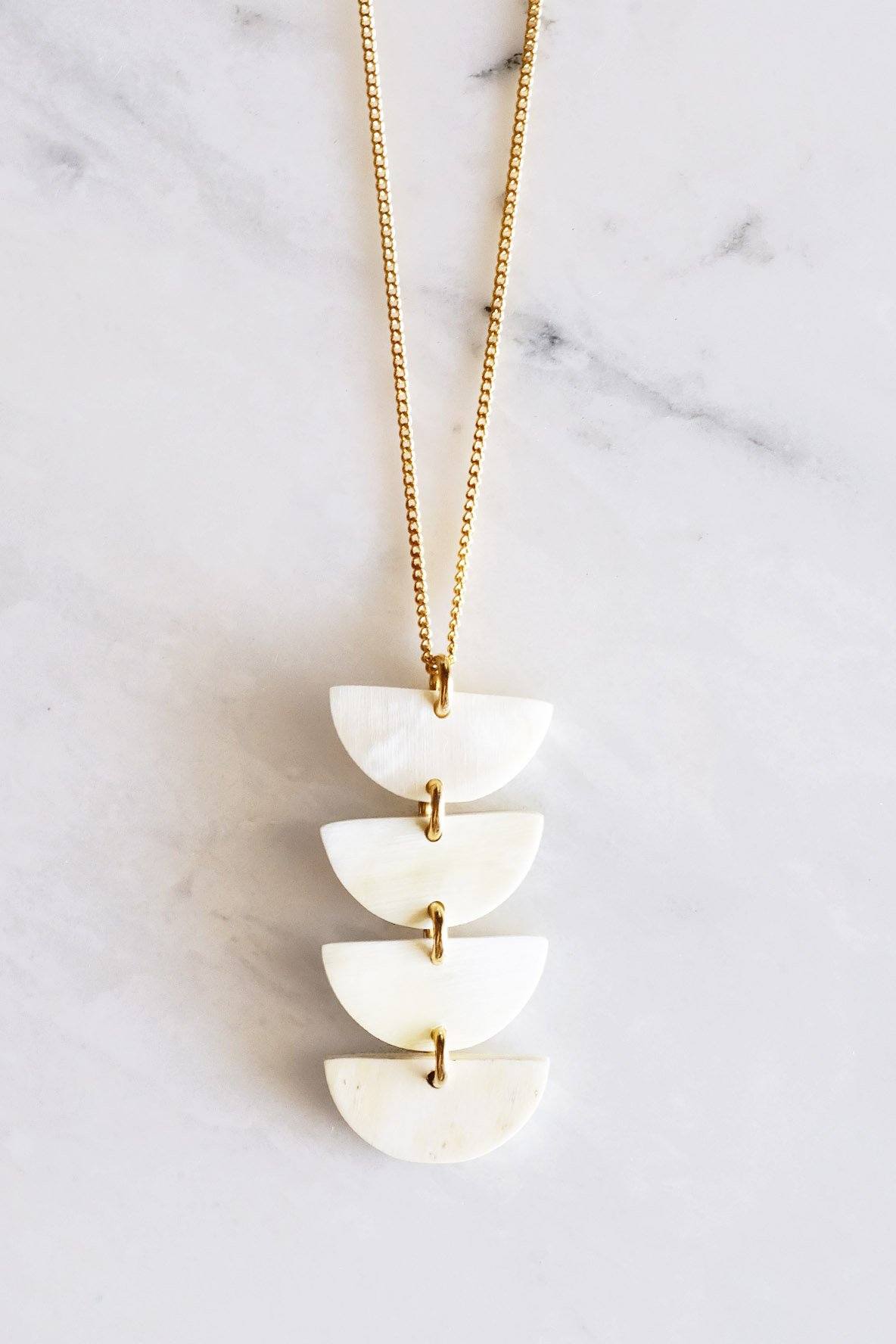 Hanoi Crescent Buffalo Horn Pendant Necklace - Addy Avenue