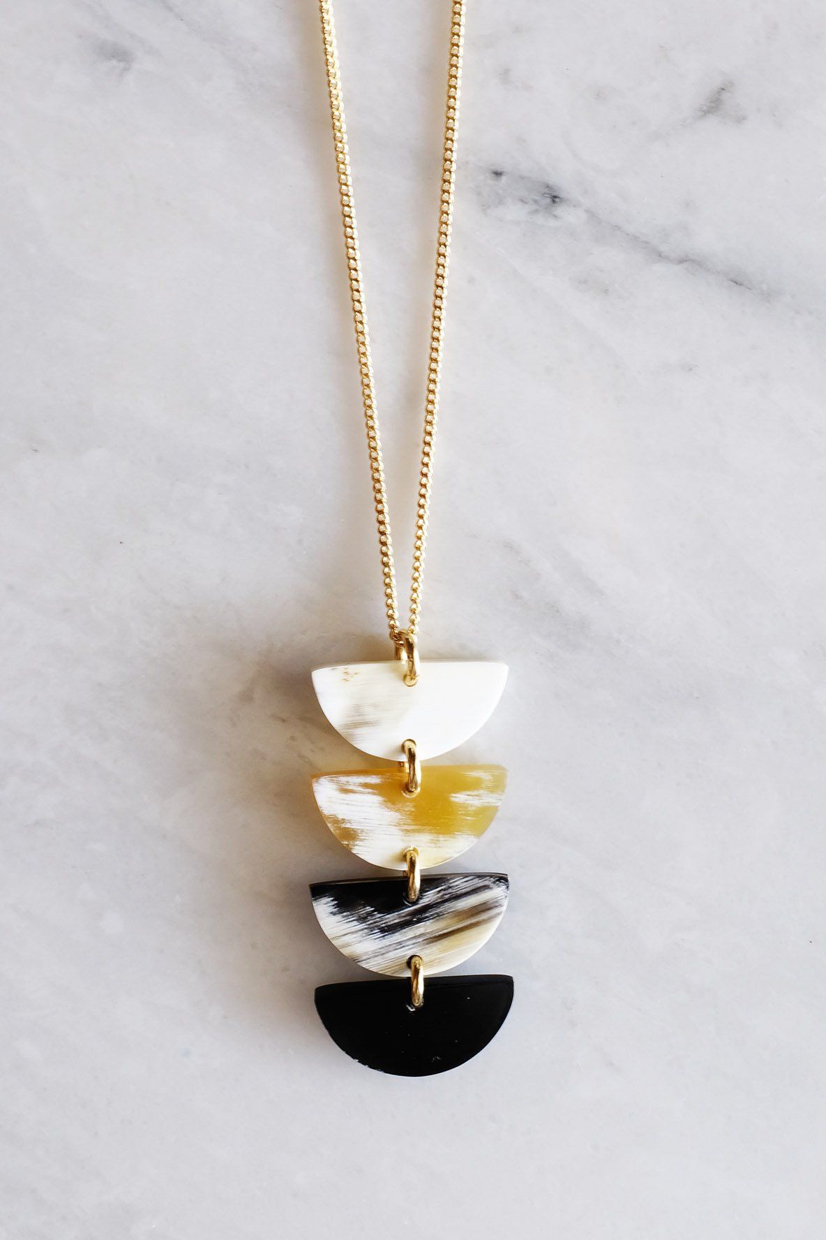 Hanoi Crescent Buffalo Horn Pendant Necklace - Addy Avenue