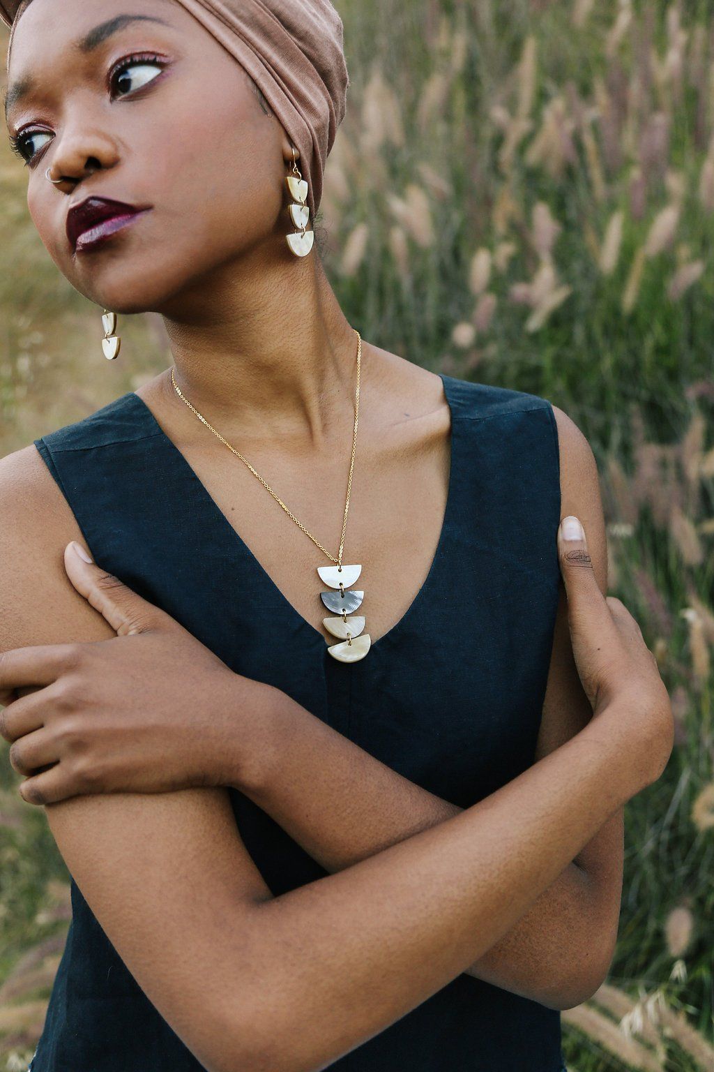 Hanoi Crescent Buffalo Horn Pendant Necklace - Addy Avenue