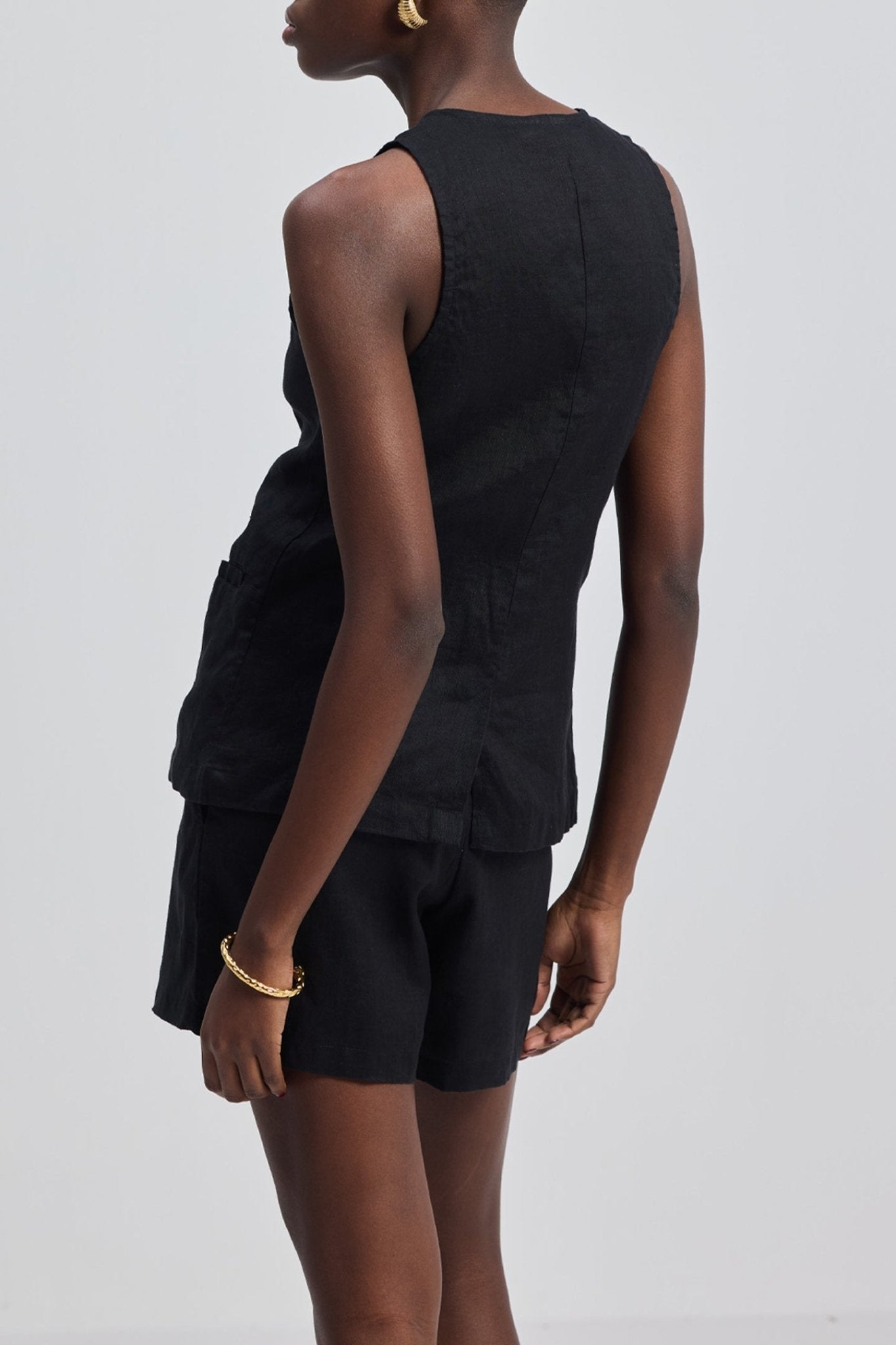 Hemp Vest Jacket Set in Black - Addy Avenue