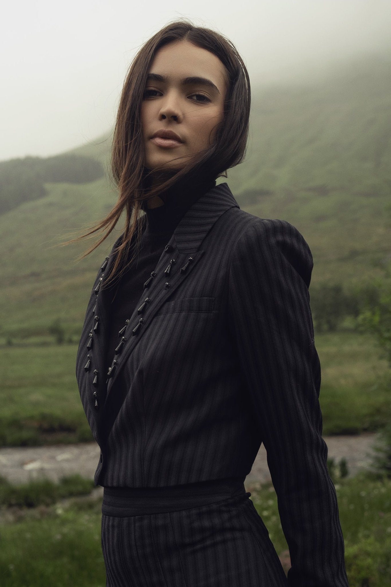 Herringbone Crop Beaded Blazer - Grey/Black - Addy Avenue