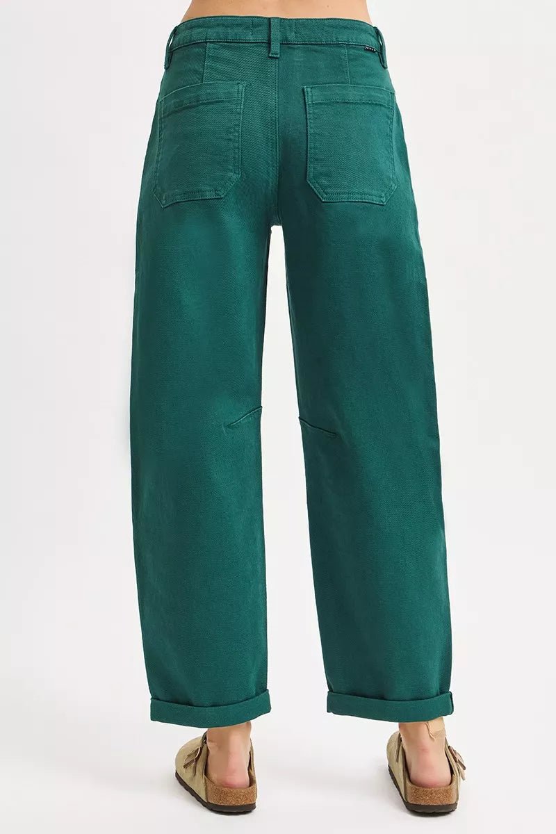 High Rise Ankle Pants with Cuffed Barrel Styling - Addy Avenue