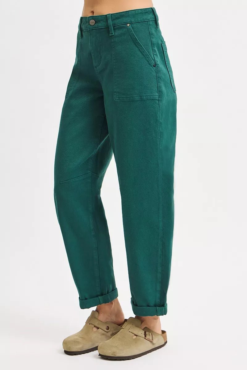 High Rise Ankle Pants with Cuffed Barrel Styling - Addy Avenue