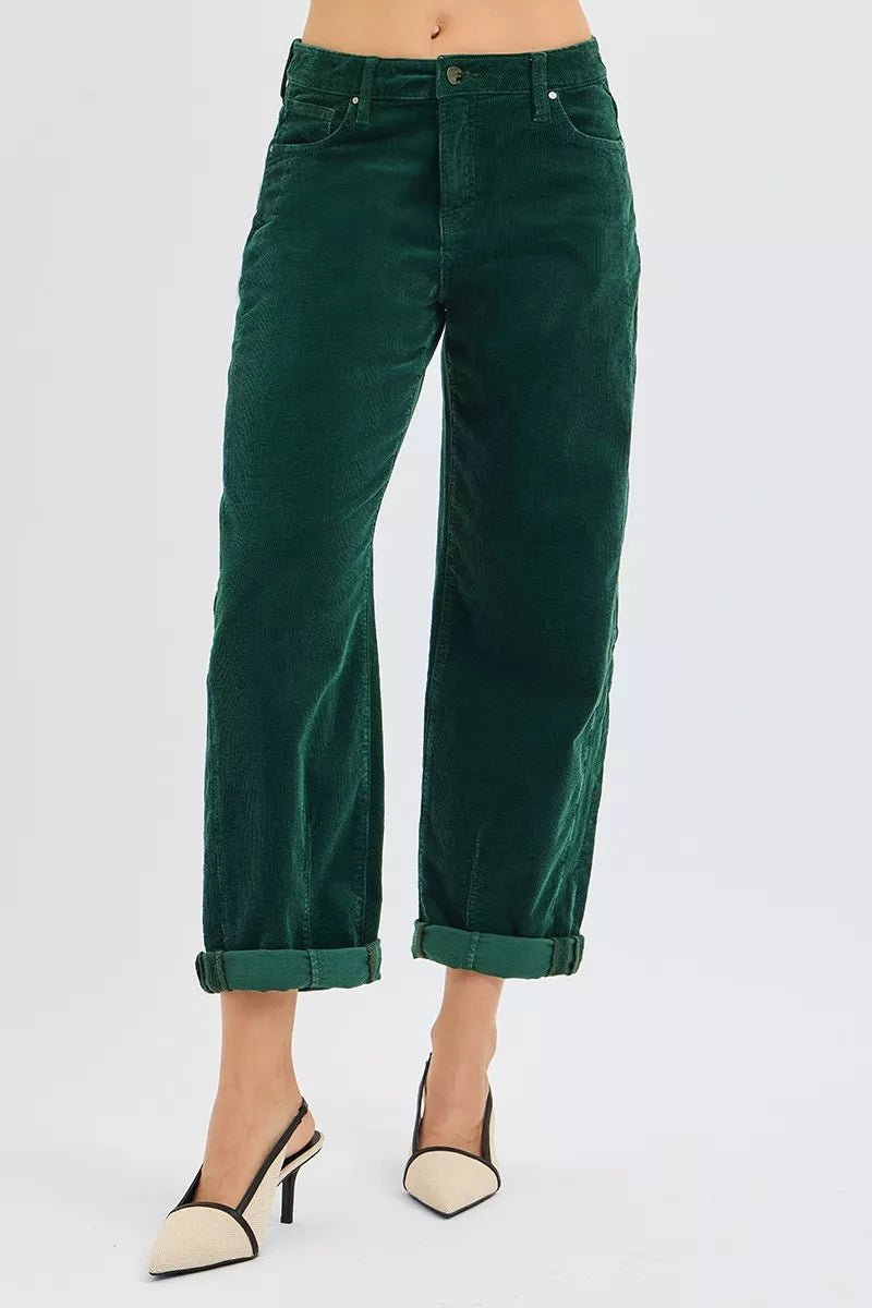 High Rise Crop Barrel Cordurory Pants - Addy Avenue