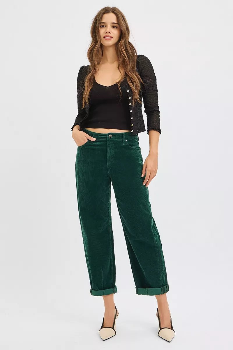 High Rise Crop Barrel Cordurory Pants - Addy Avenue
