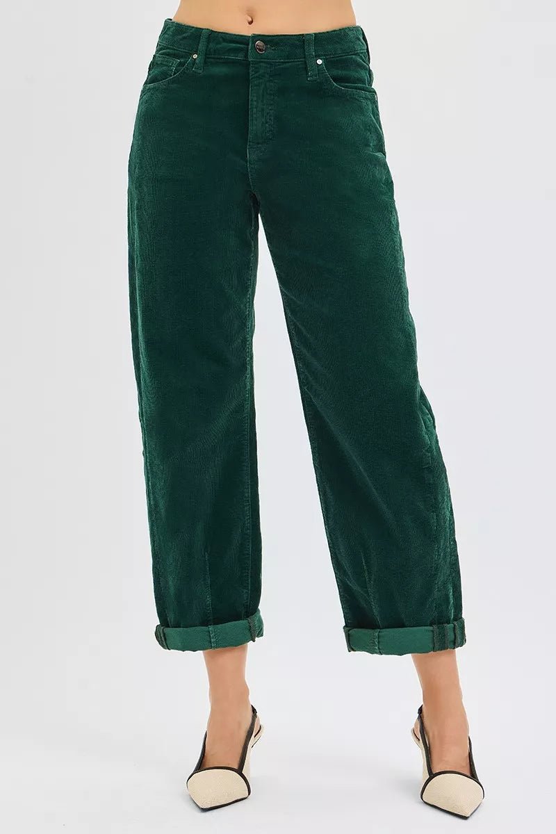 High Rise Crop Barrel Cordurory Pants - Addy Avenue