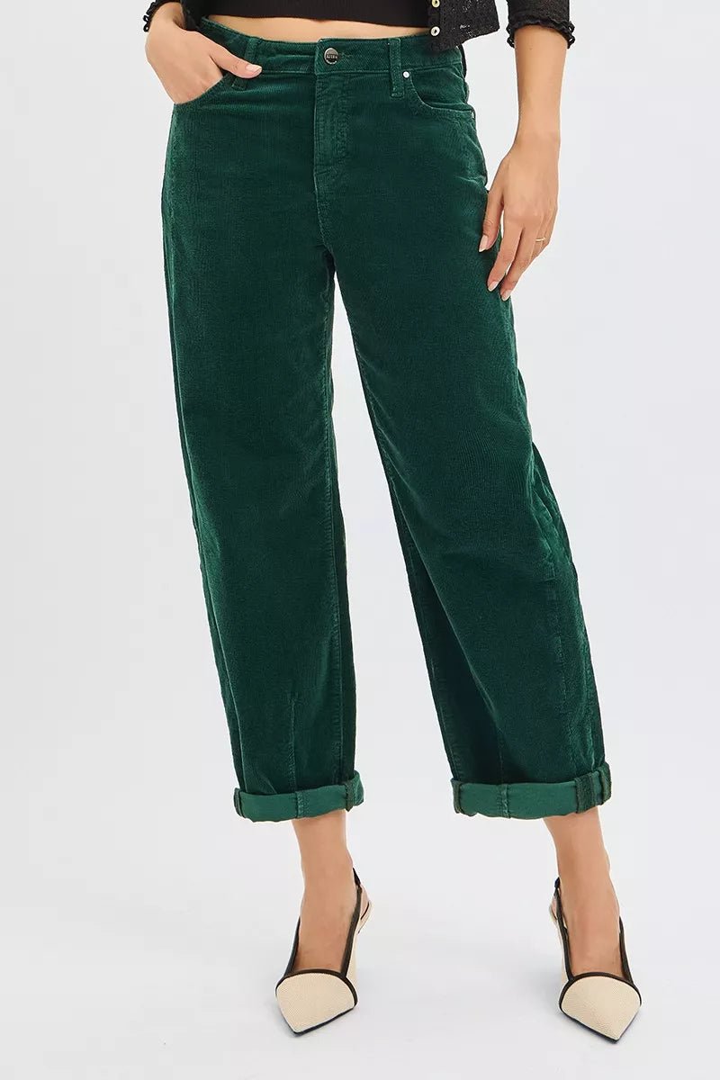 High Rise Crop Barrel Cordurory Pants - Addy Avenue