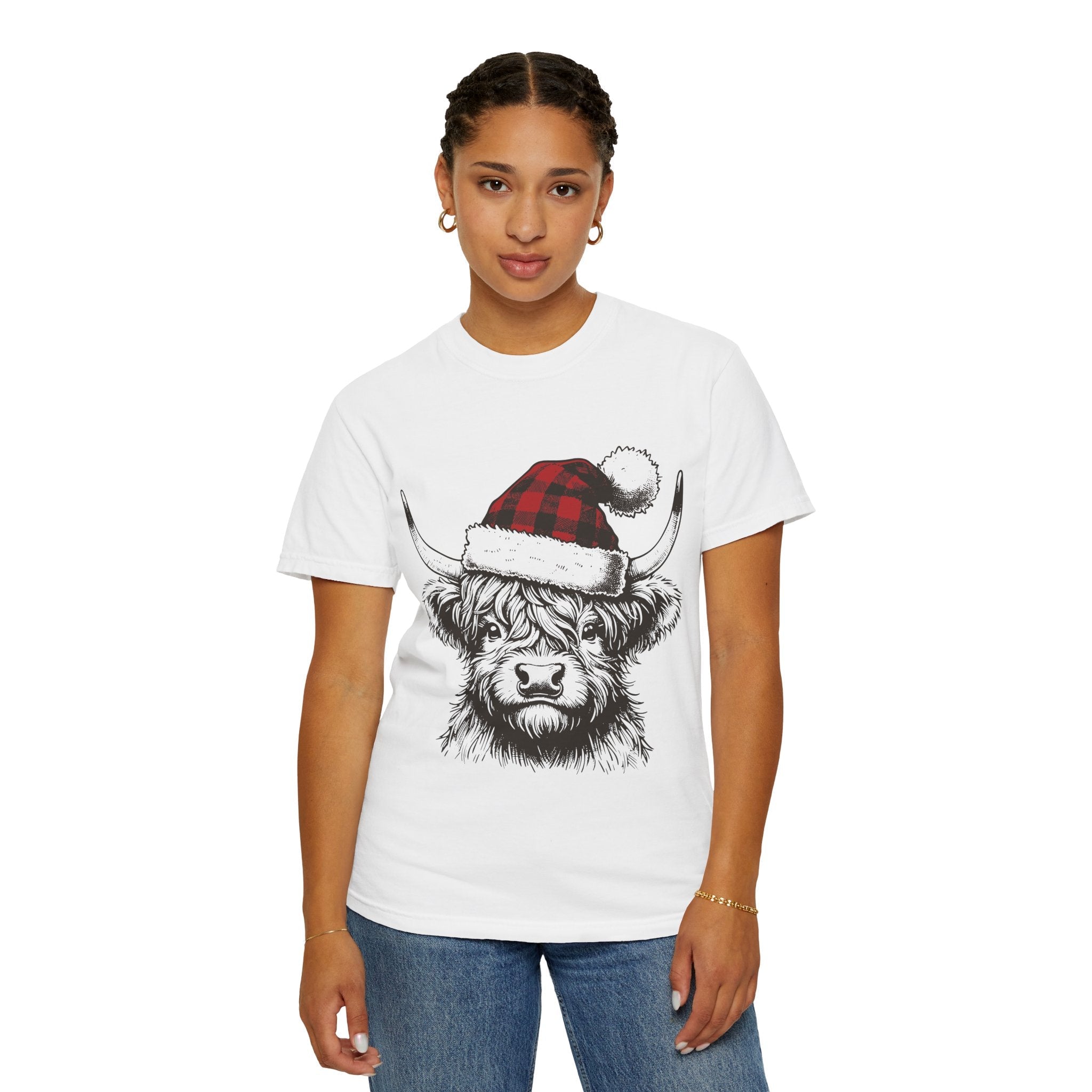 Highland Cow Christmas Tee - Festive Farm Animal Shirt for Holidays - Addy Avenue