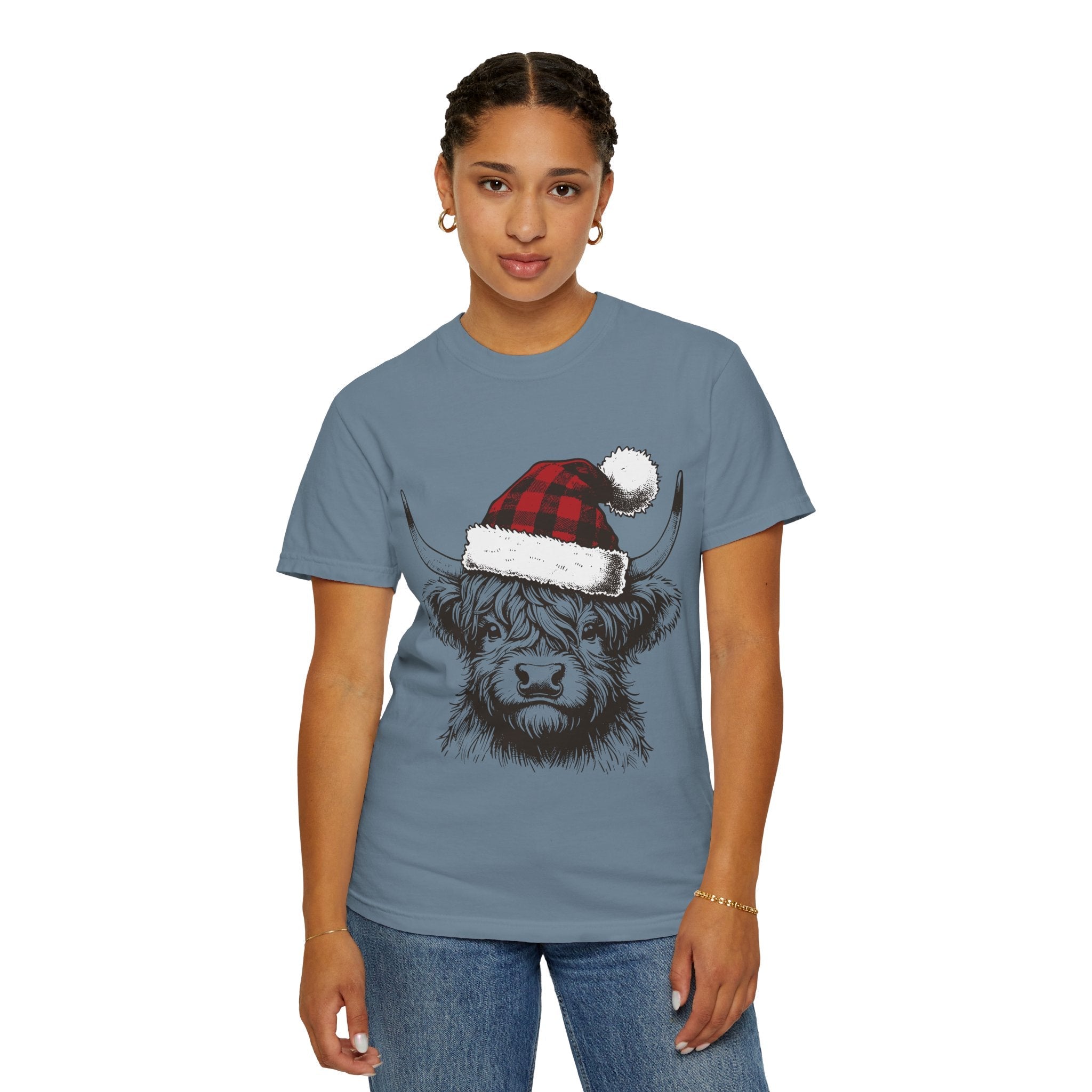 Highland Cow Christmas Tee - Festive Farm Animal Shirt for Holidays - Addy Avenue