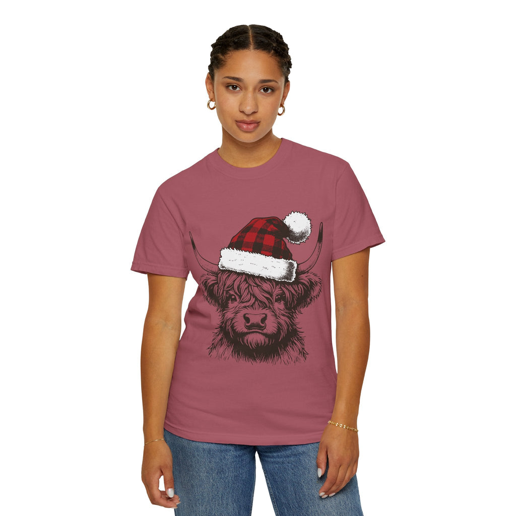 Highland Cow Christmas Tee - Festive Farm Animal Shirt for Holidays - Addy Avenue