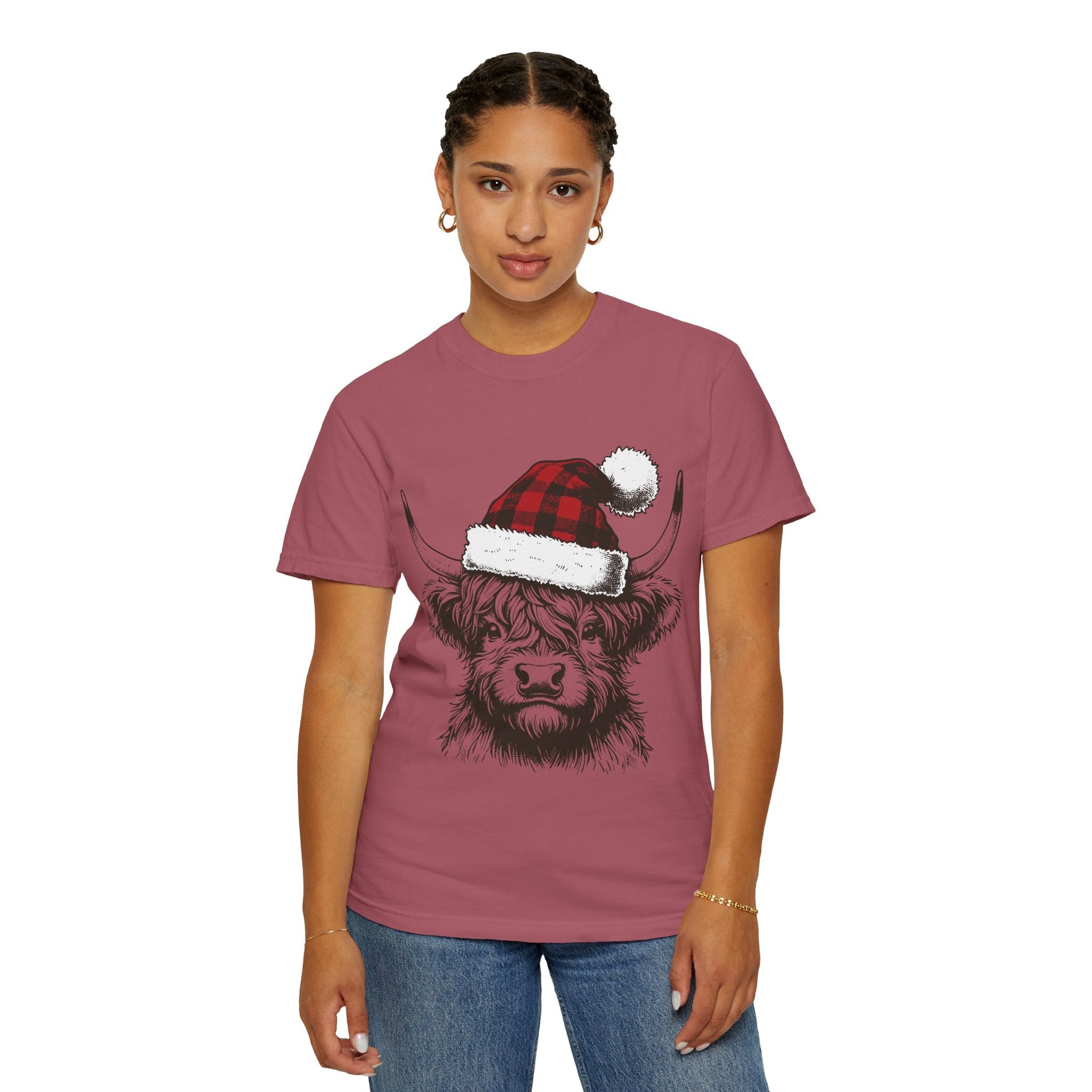 Highland Cow Christmas Tee - Festive Farm Animal Shirt for Holidays - Addy Avenue