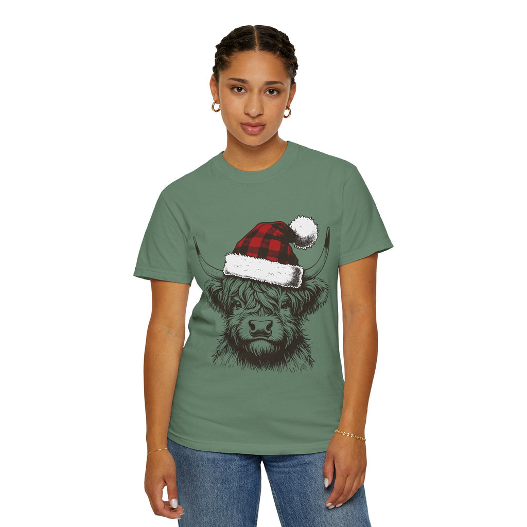Highland Cow Christmas Tee - Festive Farm Animal Shirt for Holidays - Addy Avenue