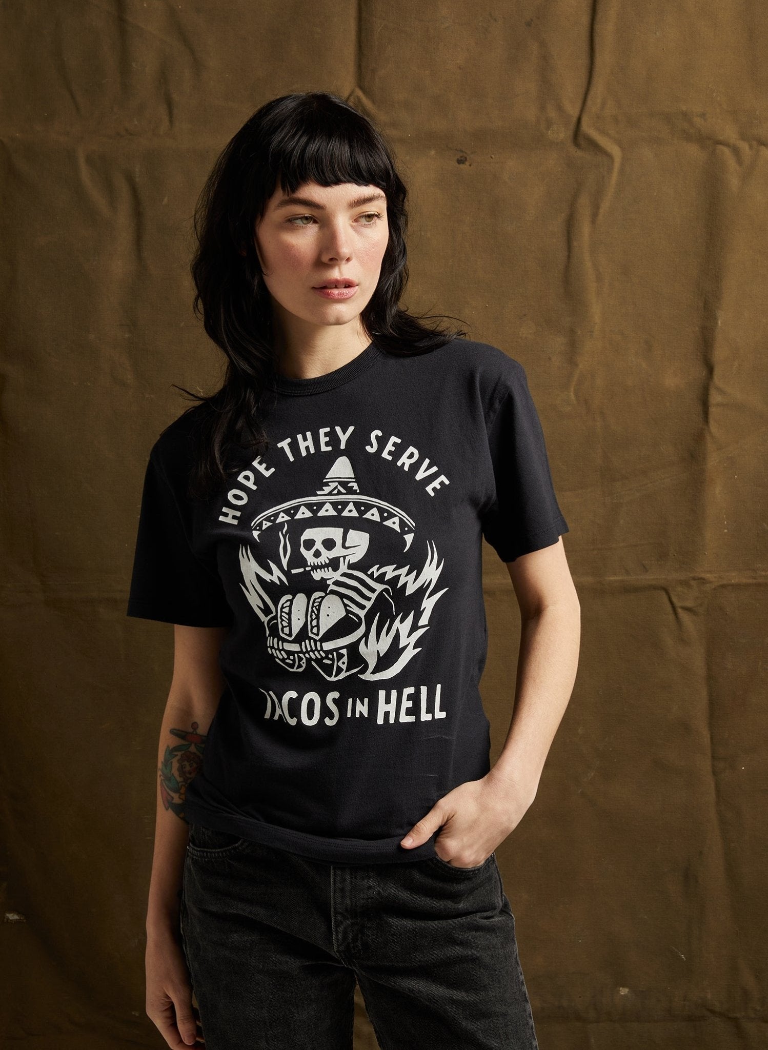 Hope They Serve Tacos in Hell Tee - Addy Avenue