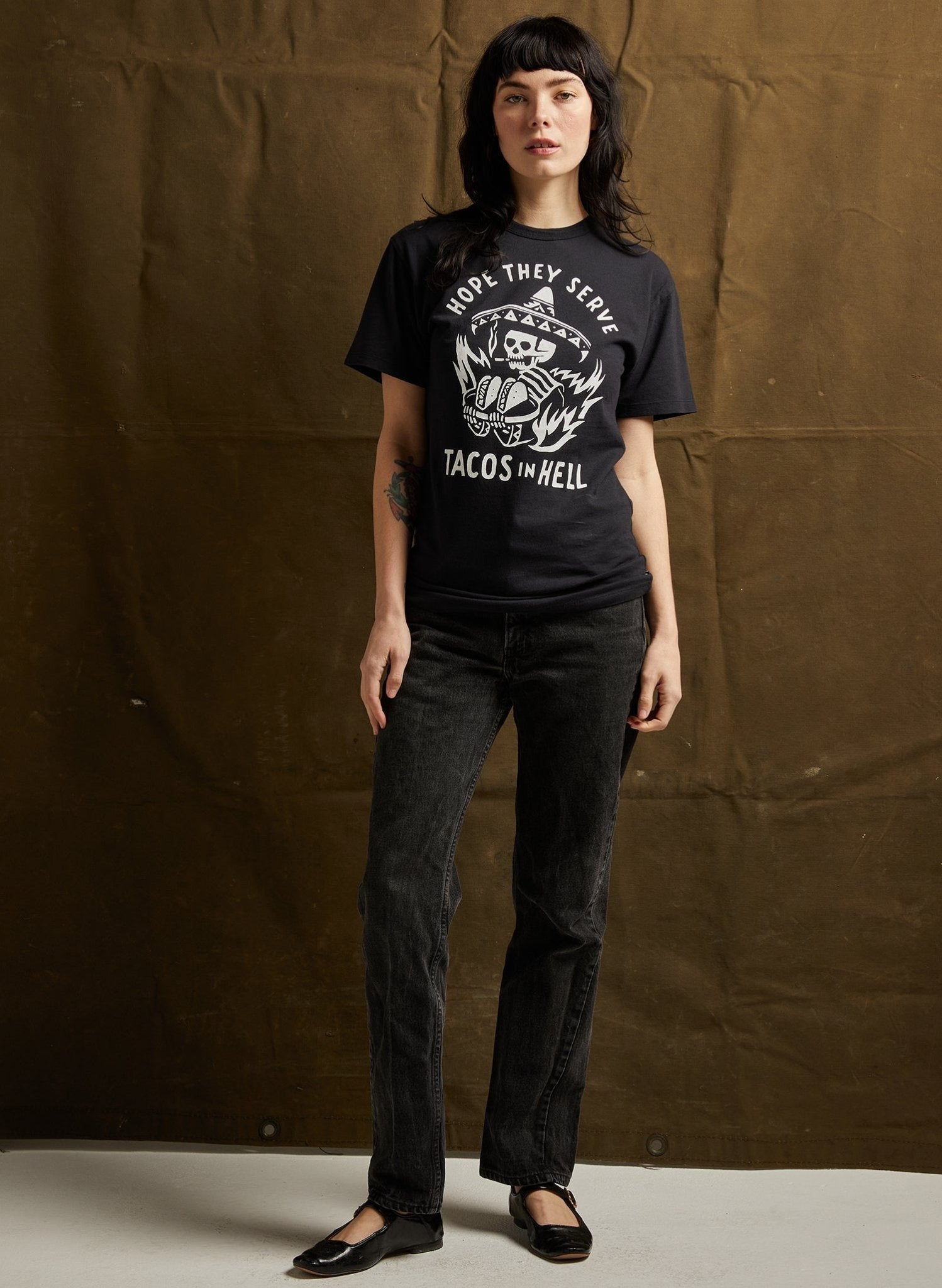 Hope They Serve Tacos in Hell Tee - Addy Avenue