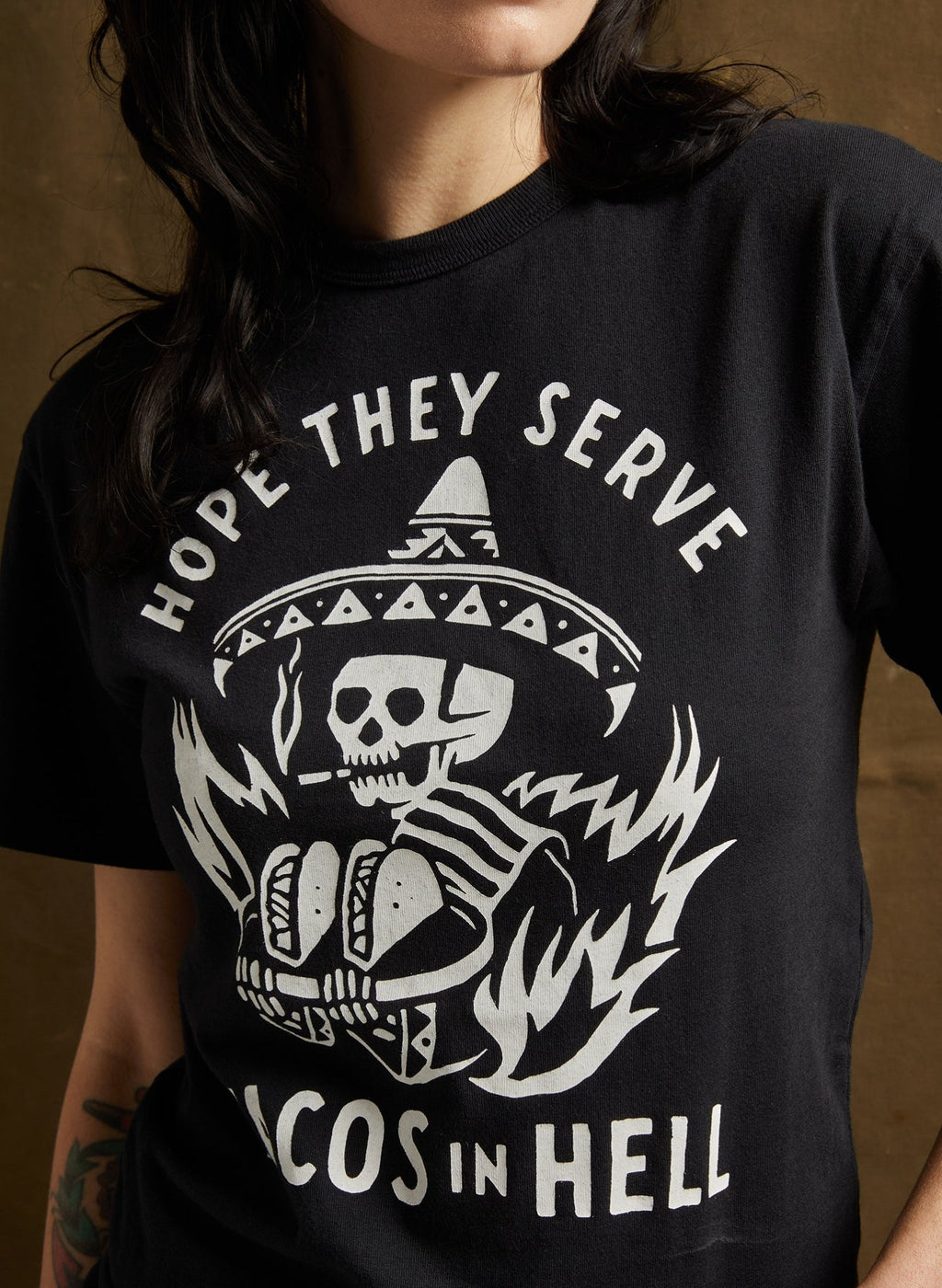 Hope They Serve Tacos in Hell Tee - Addy Avenue
