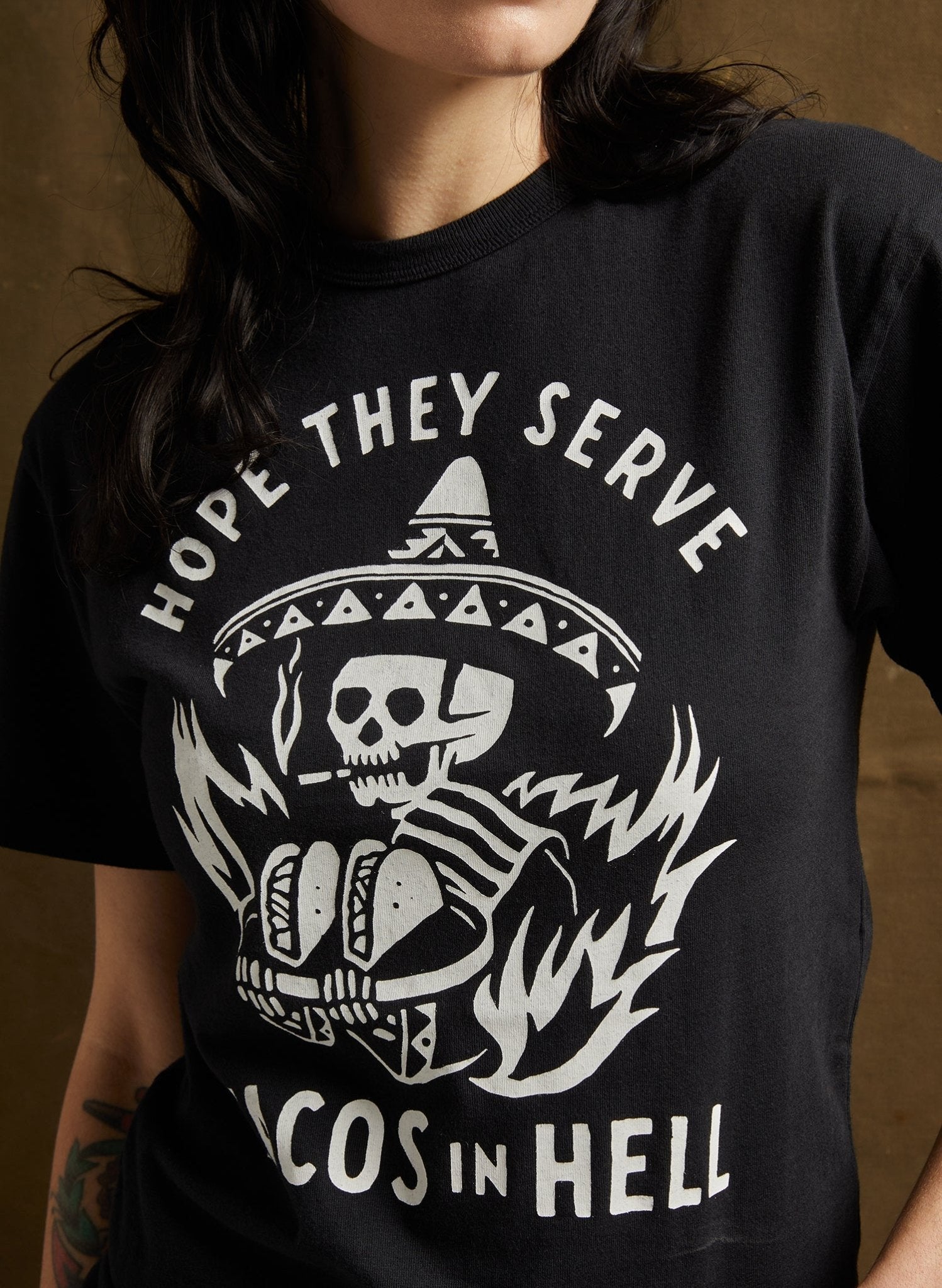 Hope They Serve Tacos in Hell Tee - Addy Avenue