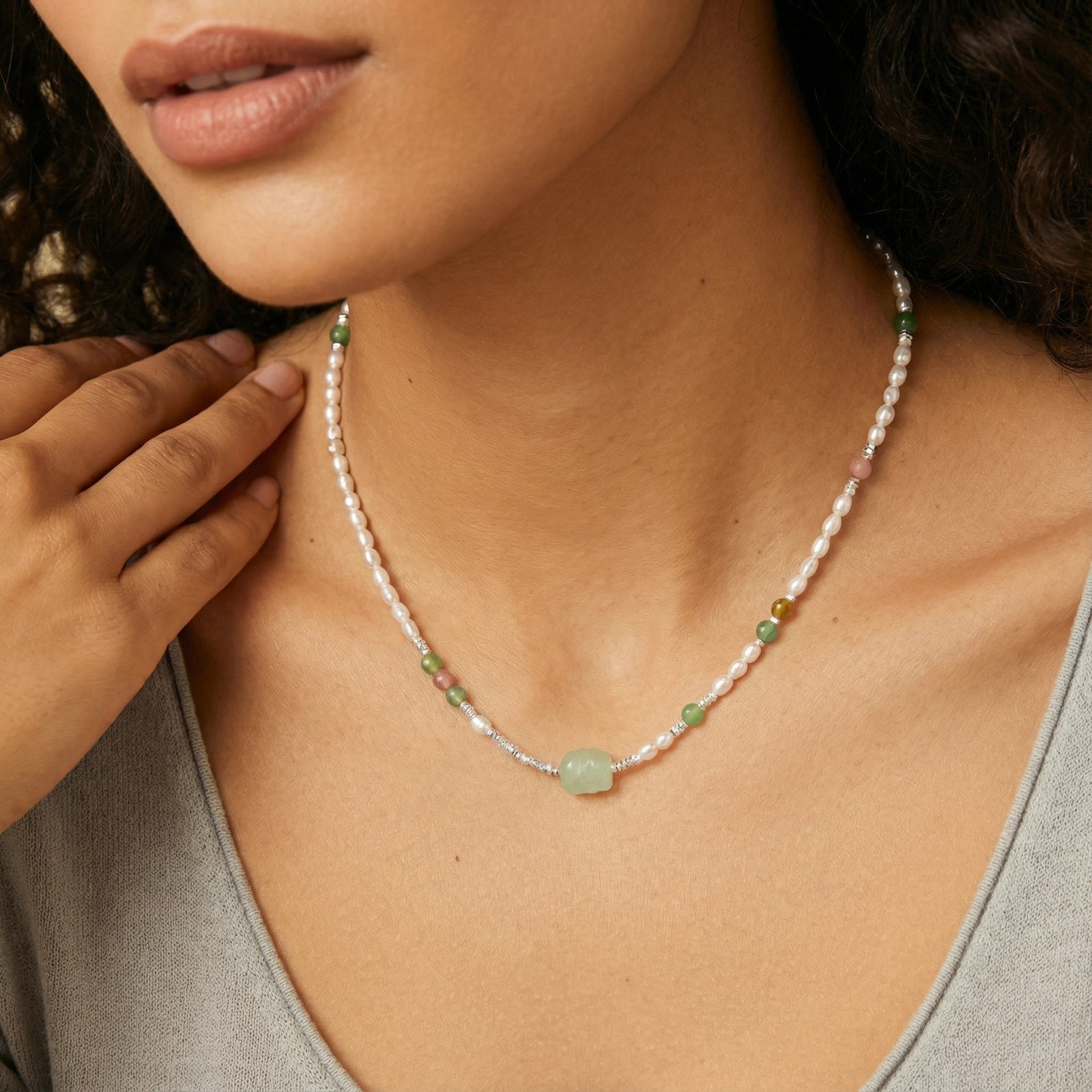 Jade Garden Pearl Necklace - Addy Avenue