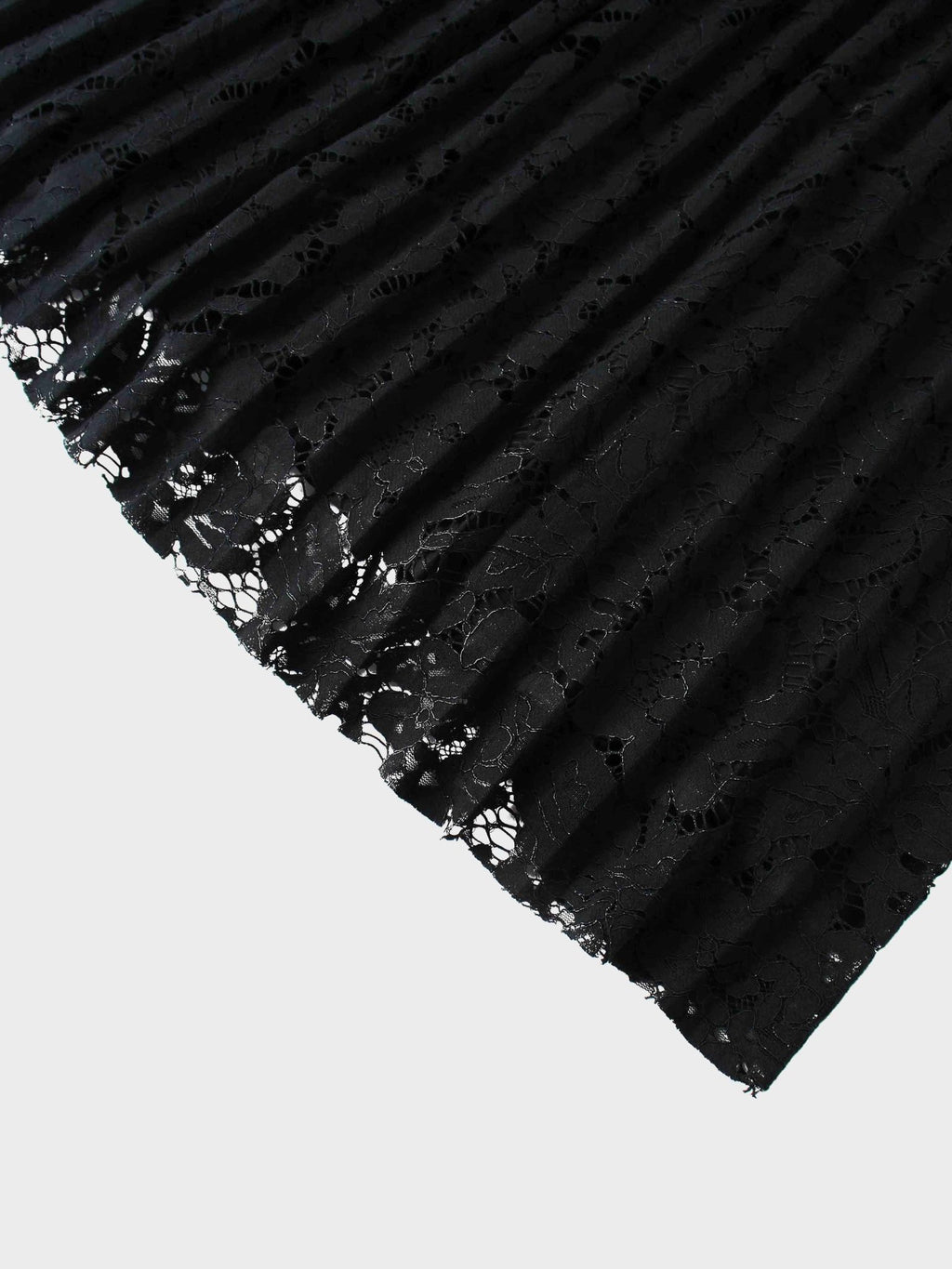 Lace Bottom Pleated Skirt - Black - Addy Avenue