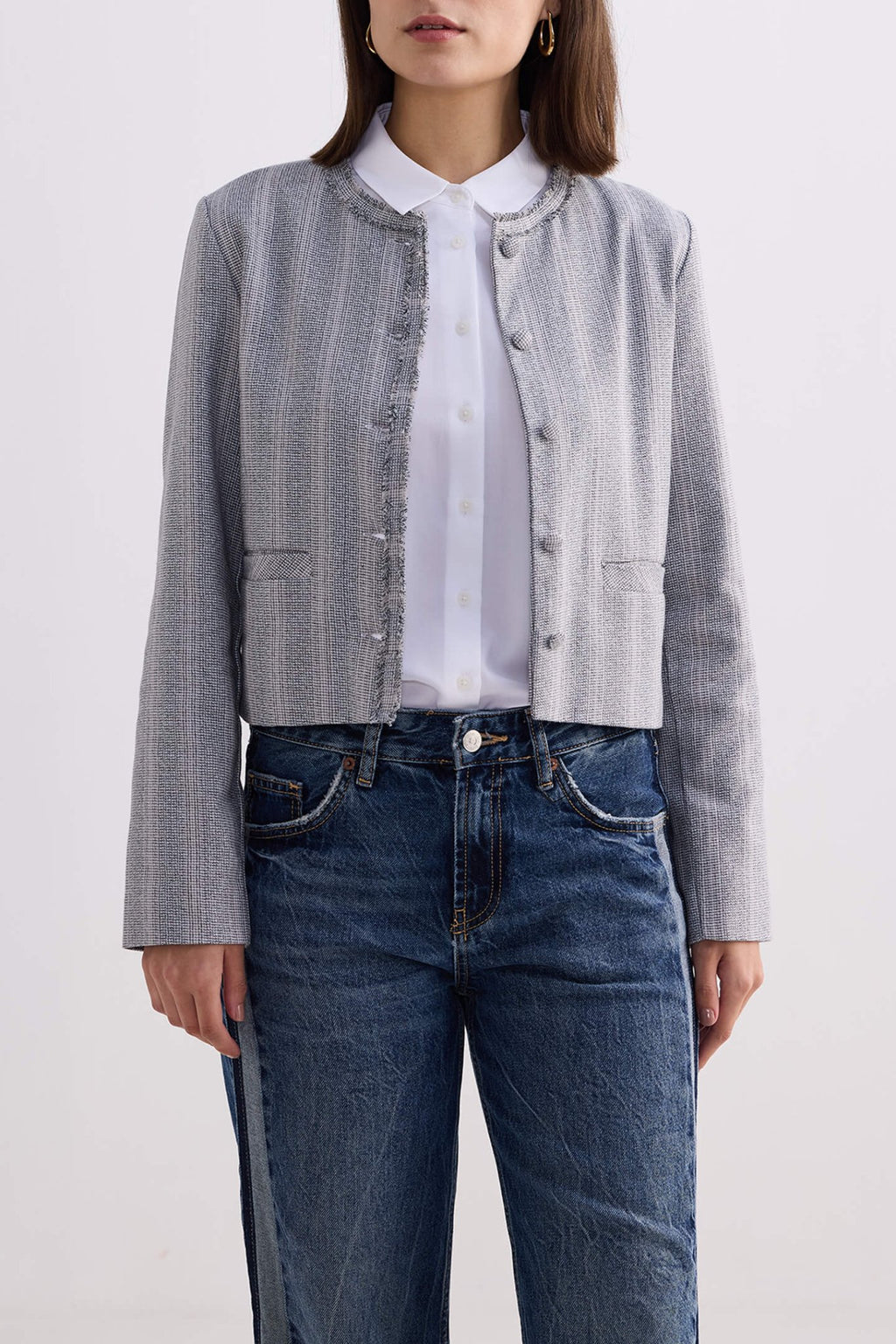 Lady Jacket in Grey Cotton Tweed - Addy Avenue