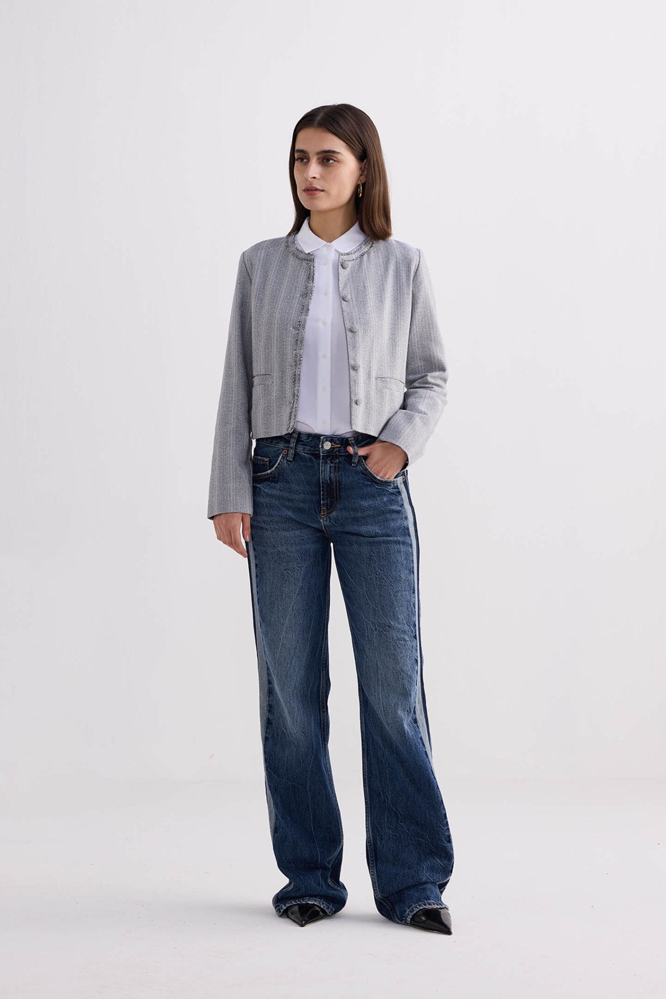 Lady Jacket in Grey Cotton Tweed - Addy Avenue