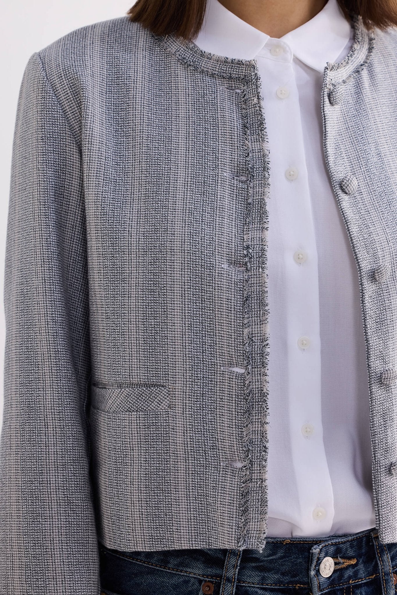 Lady Jacket in Grey Cotton Tweed - Addy Avenue